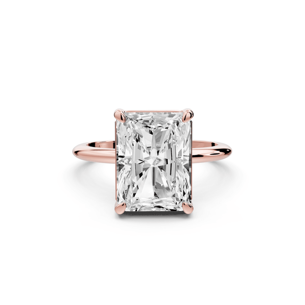 Odessa - 5ct 18k rose gold radiant Knife Edge Solitaire Engagement Ring - Mr. Alex Jewelry