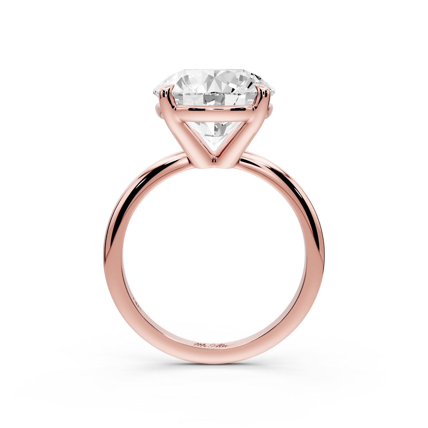 Odessa - 5ct 18k rose gold round Knife Edge Solitaire Engagement Ring - Mr. Alex Jewelry