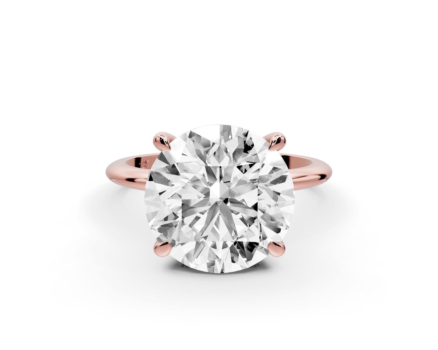 Odessa - 5ct 18k rose gold round Knife Edge Solitaire Engagement Ring - Mr. Alex Jewelry