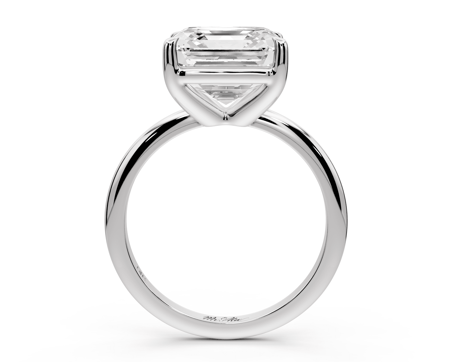 Odessa - 5ct 18k white gold asscher Knife Edge Solitaire Engagement Ring - Mr. Alex Jewelry