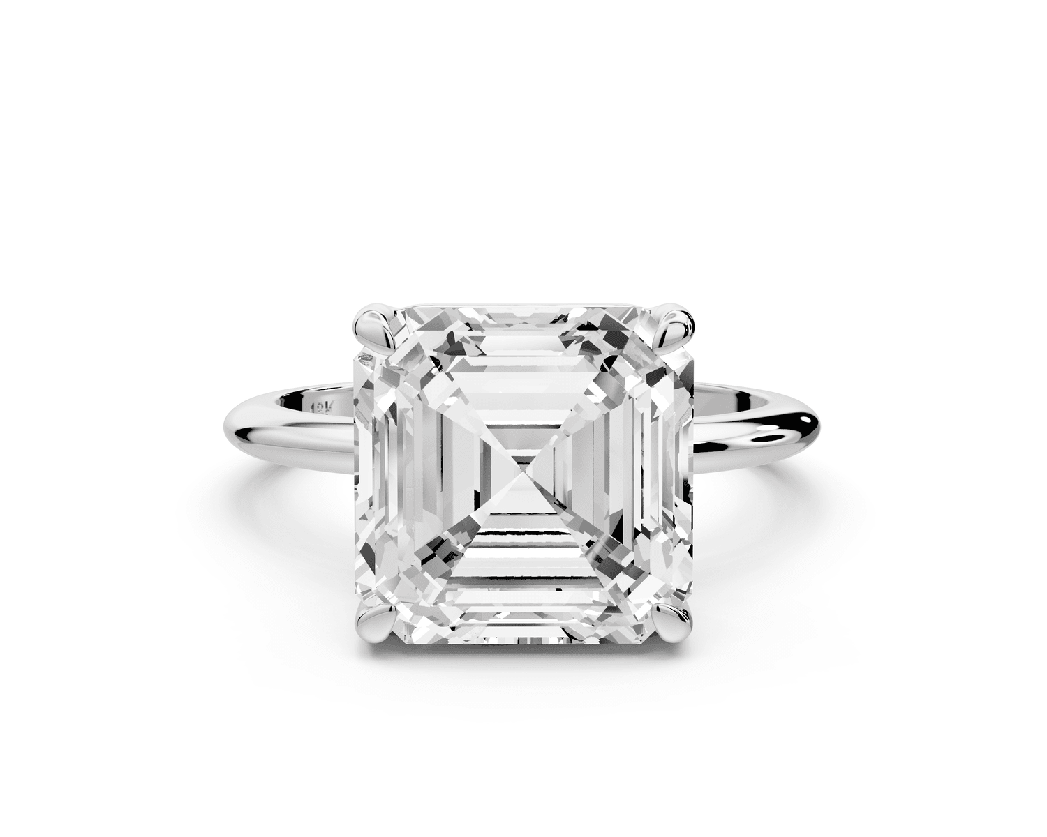 Odessa - 5ct 18k white gold asscher Knife Edge Solitaire Engagement Ring - Mr. Alex Jewelry