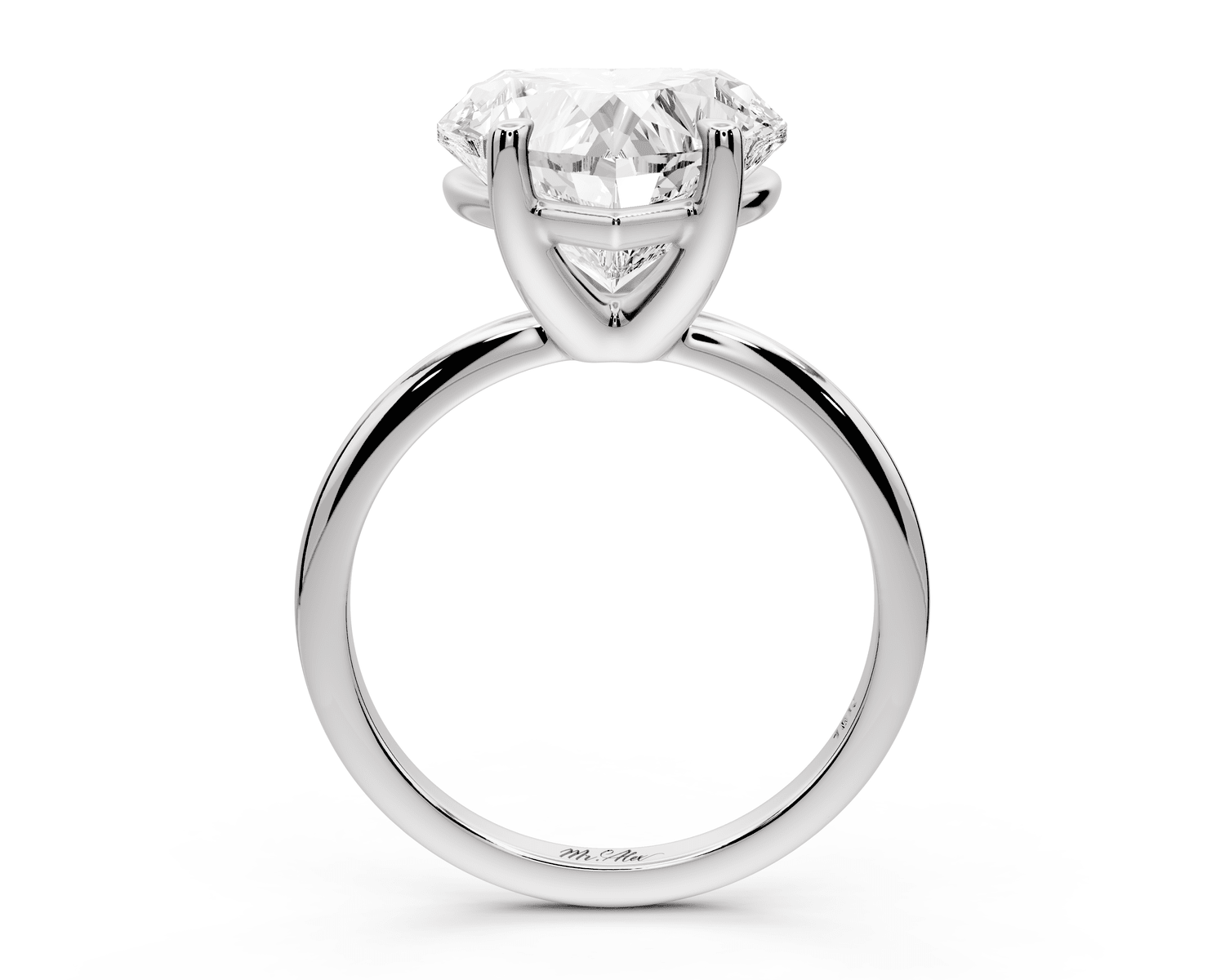 Odessa - 5ct 18k white gold heart Knife Edge Solitaire Engagement Ring - Mr. Alex Jewelry