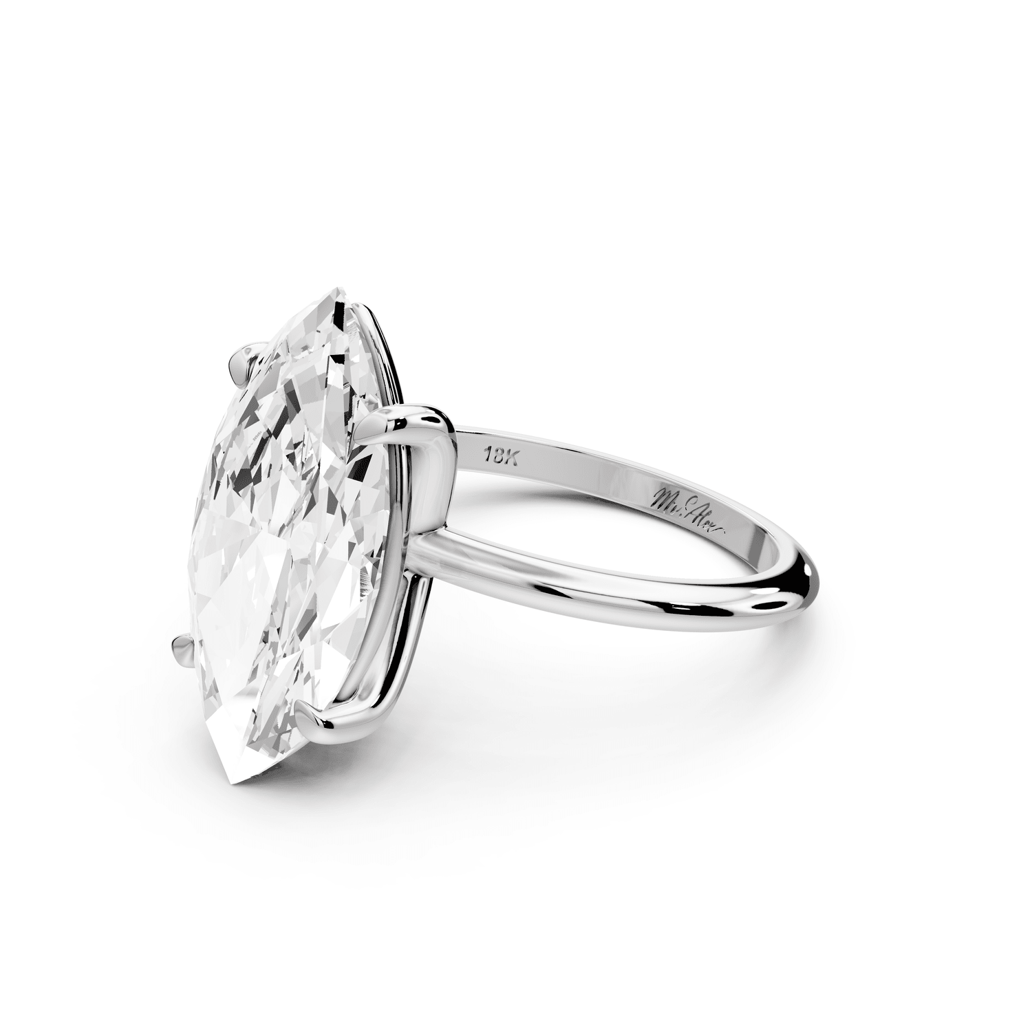 Odessa - 5ct 18k white gold marquise Knife Edge Solitaire Engagement Ring - Mr. Alex Jewelry