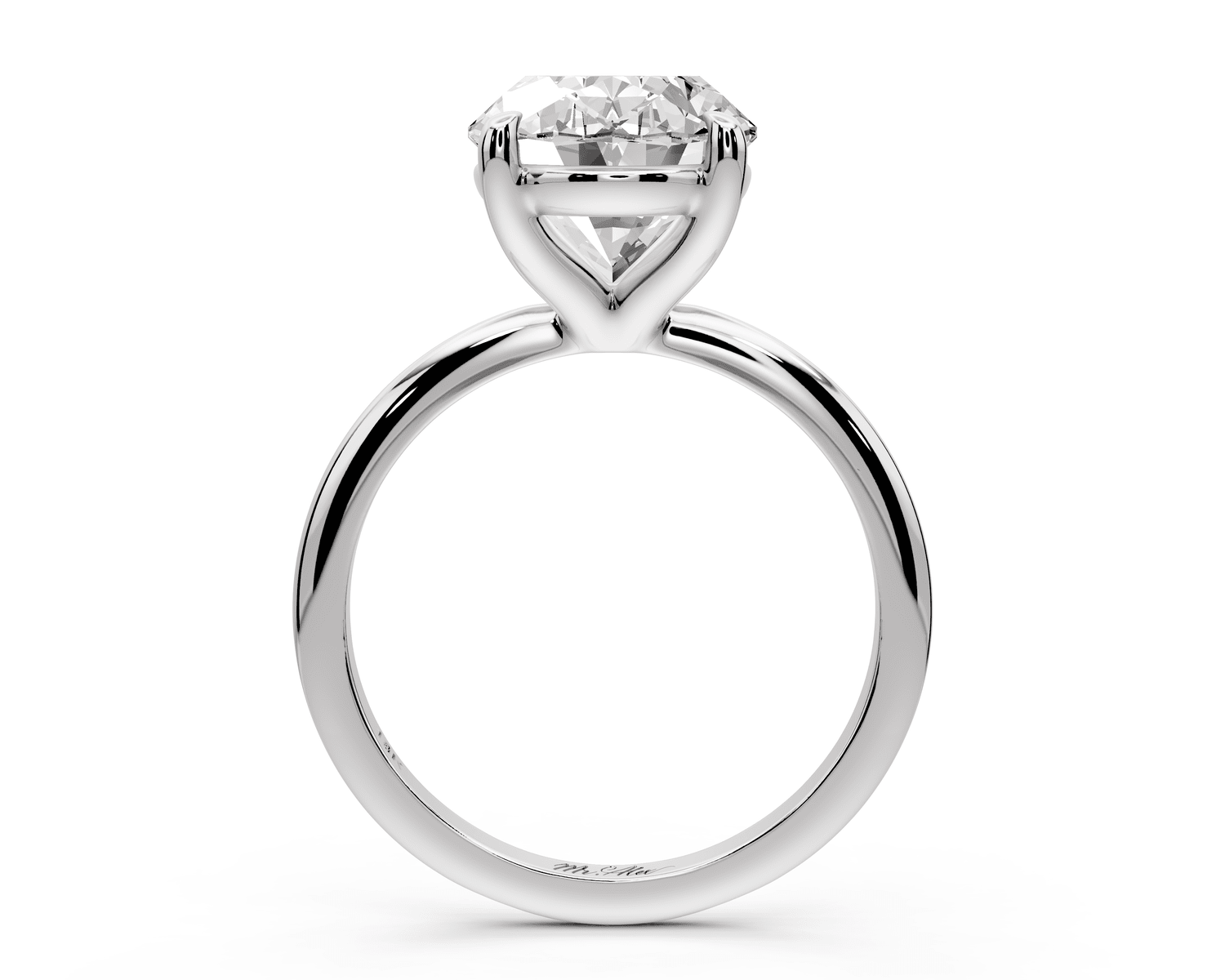 Odessa - 5ct 18k white gold oval Knife Edge Solitaire Engagement Ring - Mr. Alex Jewelry