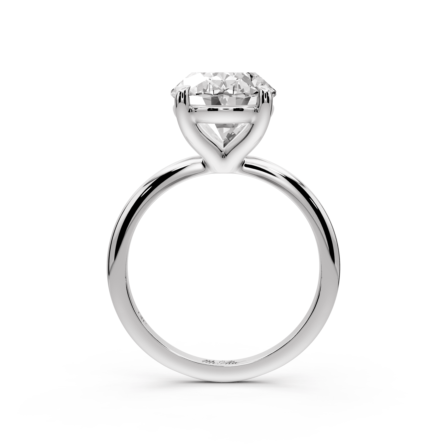 Odessa - 5ct 18k white gold oval Knife Edge Solitaire Engagement Ring - Mr. Alex Jewelry