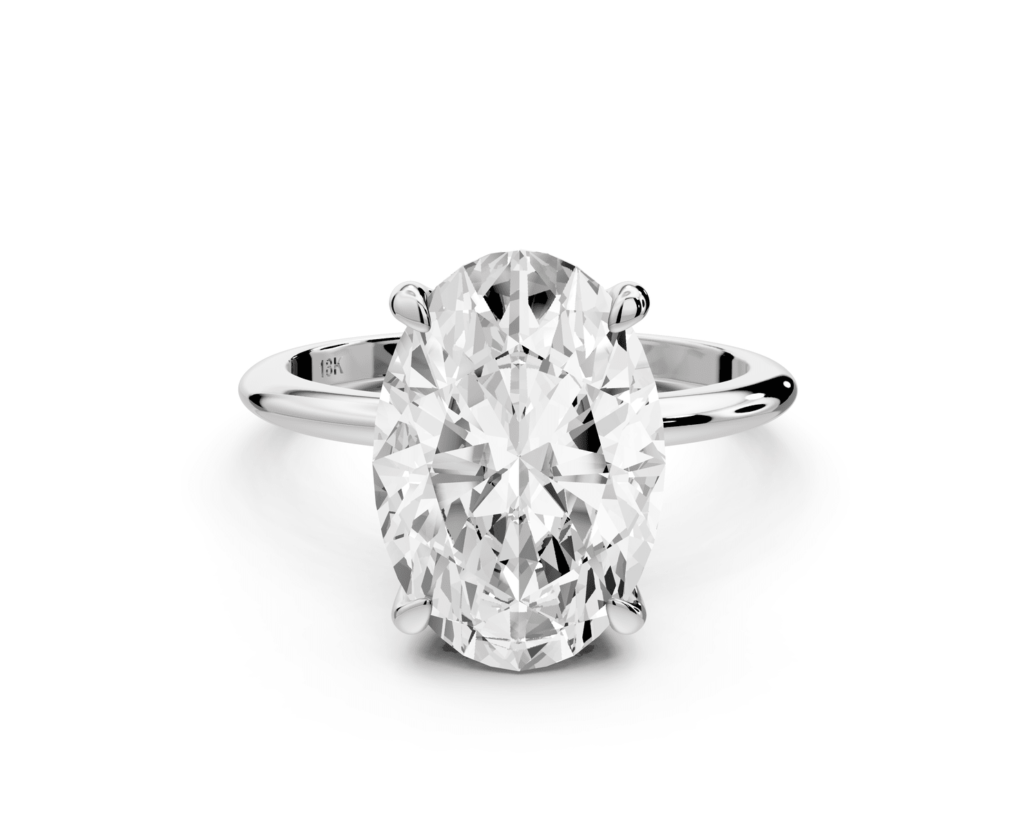 Odessa - 5ct 18k white gold oval Knife Edge Solitaire Engagement Ring - Mr. Alex Jewelry