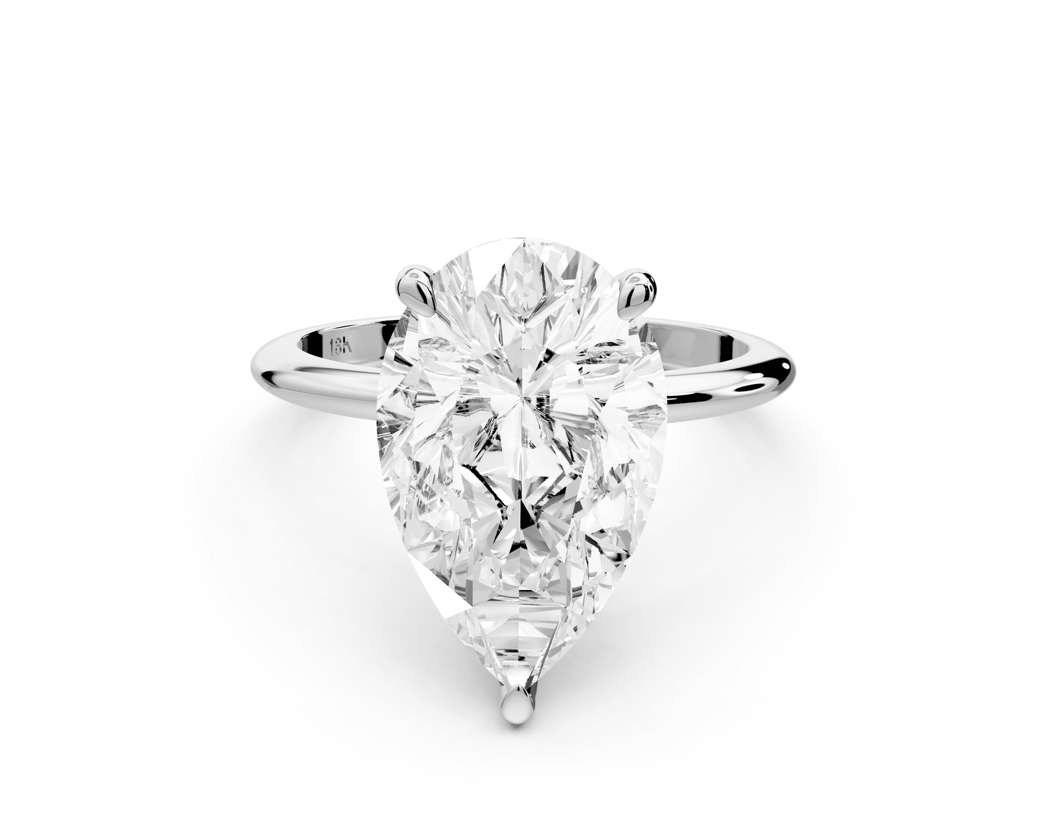Odessa - 5ct 18k white gold pear Knife Edge Solitaire Engagement Ring - Mr. Alex Jewelry
