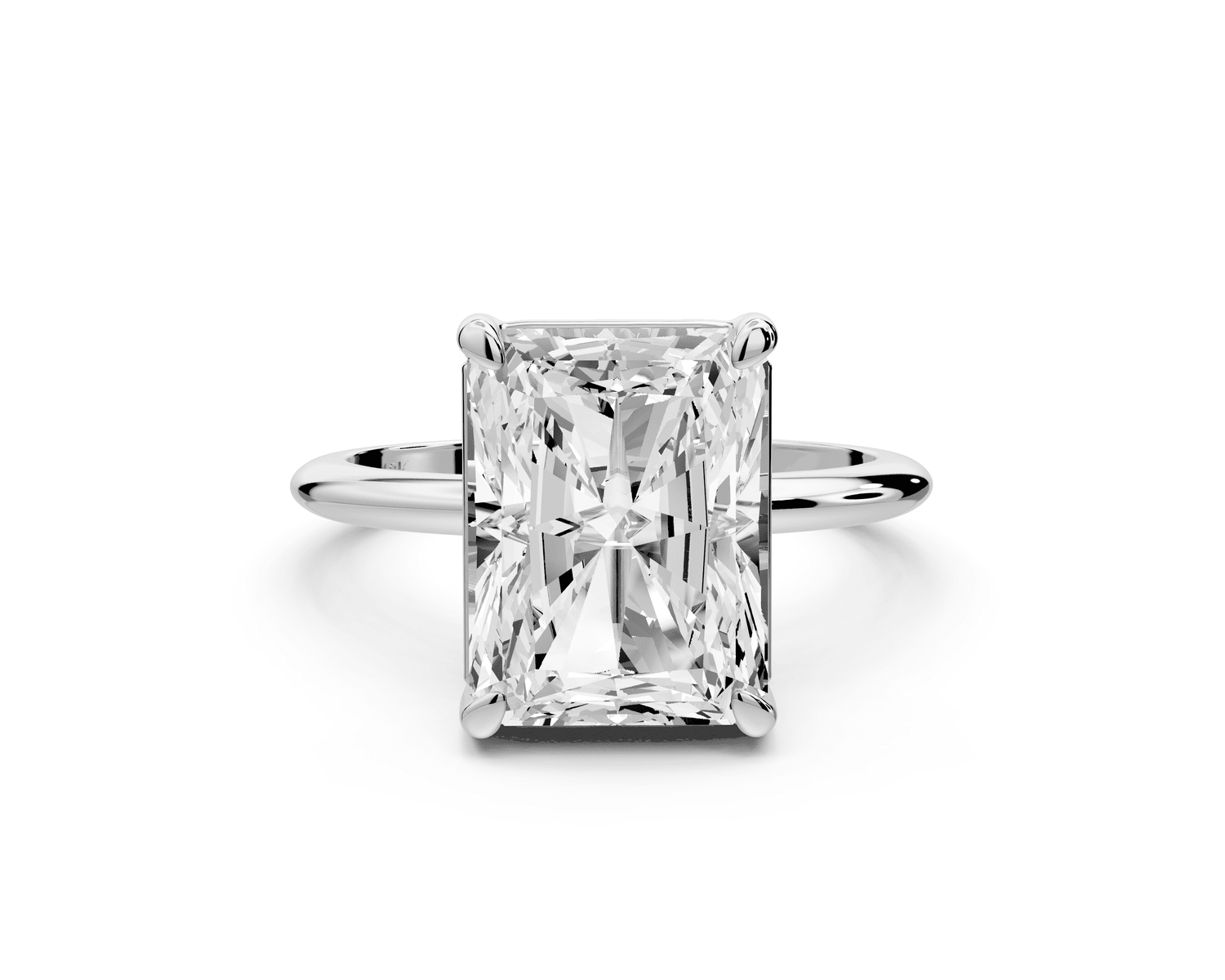 Odessa - 5ct 18k white gold radiant Knife Edge Solitaire Engagement Ring - Mr. Alex Jewelry