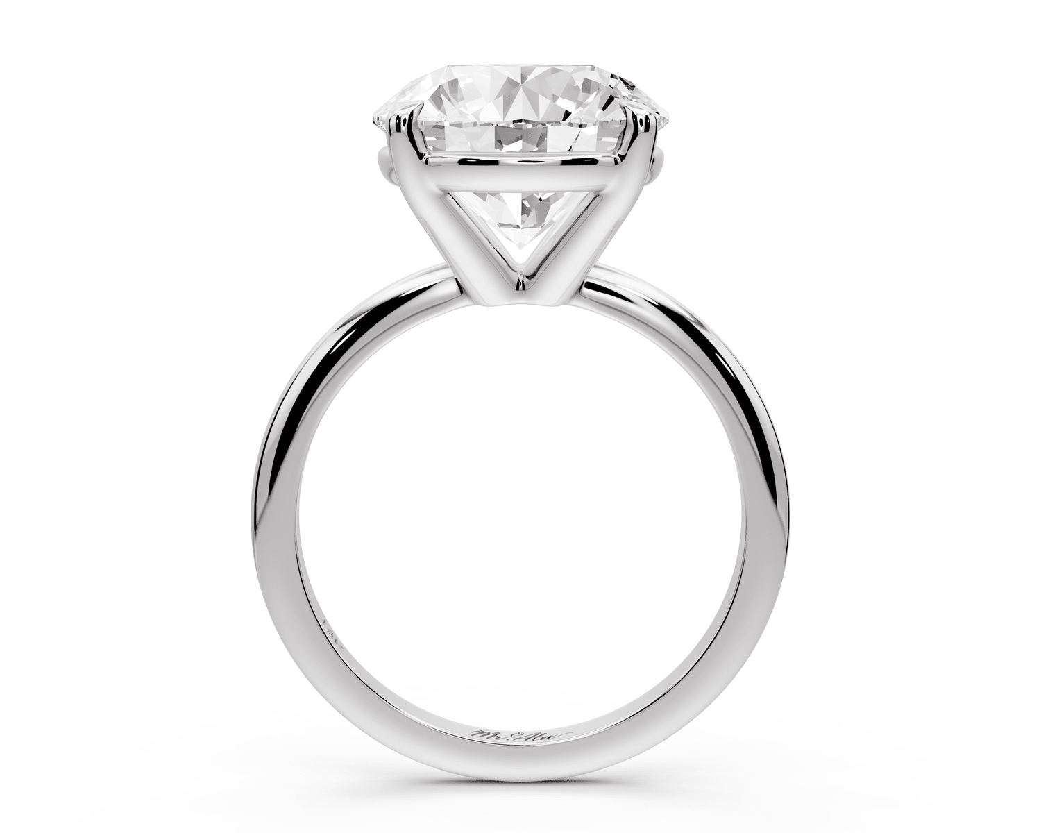 Odessa - 5ct 18k white gold round Knife Edge Solitaire Engagement Ring - Mr. Alex Jewelry