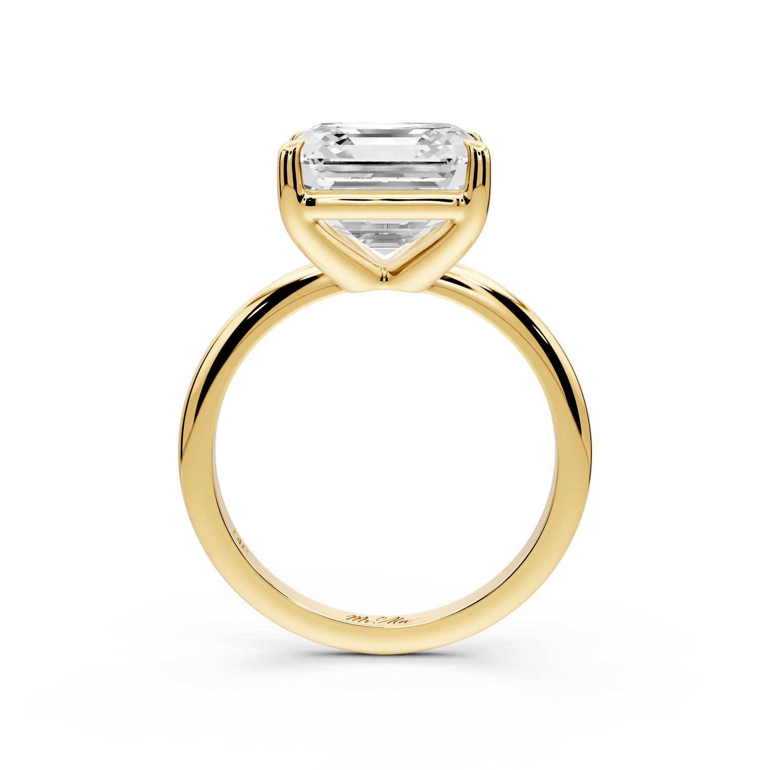 Odessa - 5ct 18k yellow gold asscher Knife Edge Solitaire Engagement Ring - Mr. Alex Jewelry