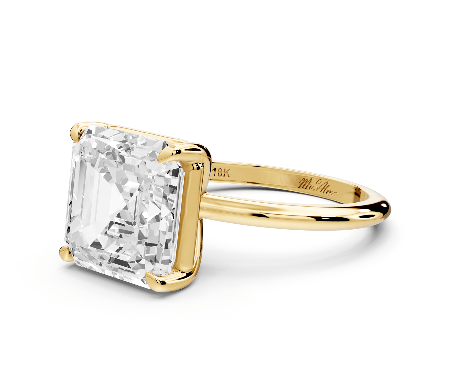 Odessa - 5ct 18k yellow gold asscher Knife Edge Solitaire Engagement Ring - Mr. Alex Jewelry