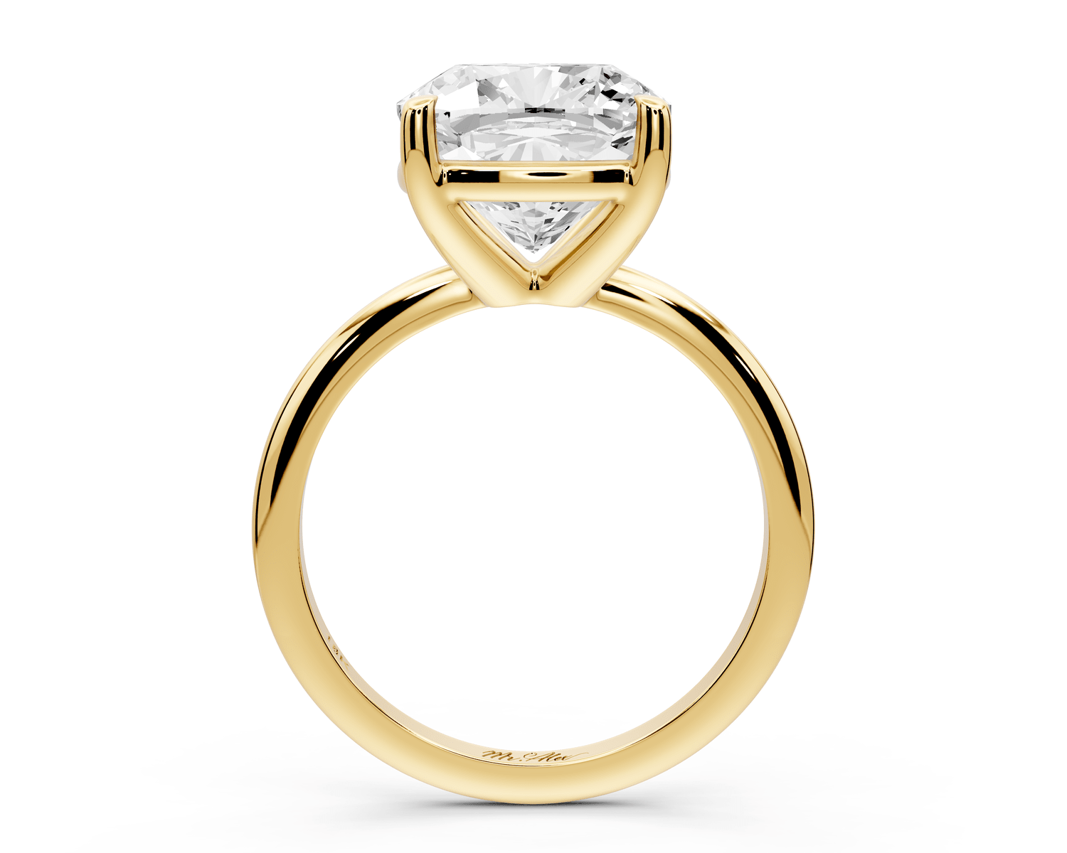Odessa - 5ct 18k yellow gold cushion Knife Edge Solitaire Engagement Ring - Mr. Alex Jewelry