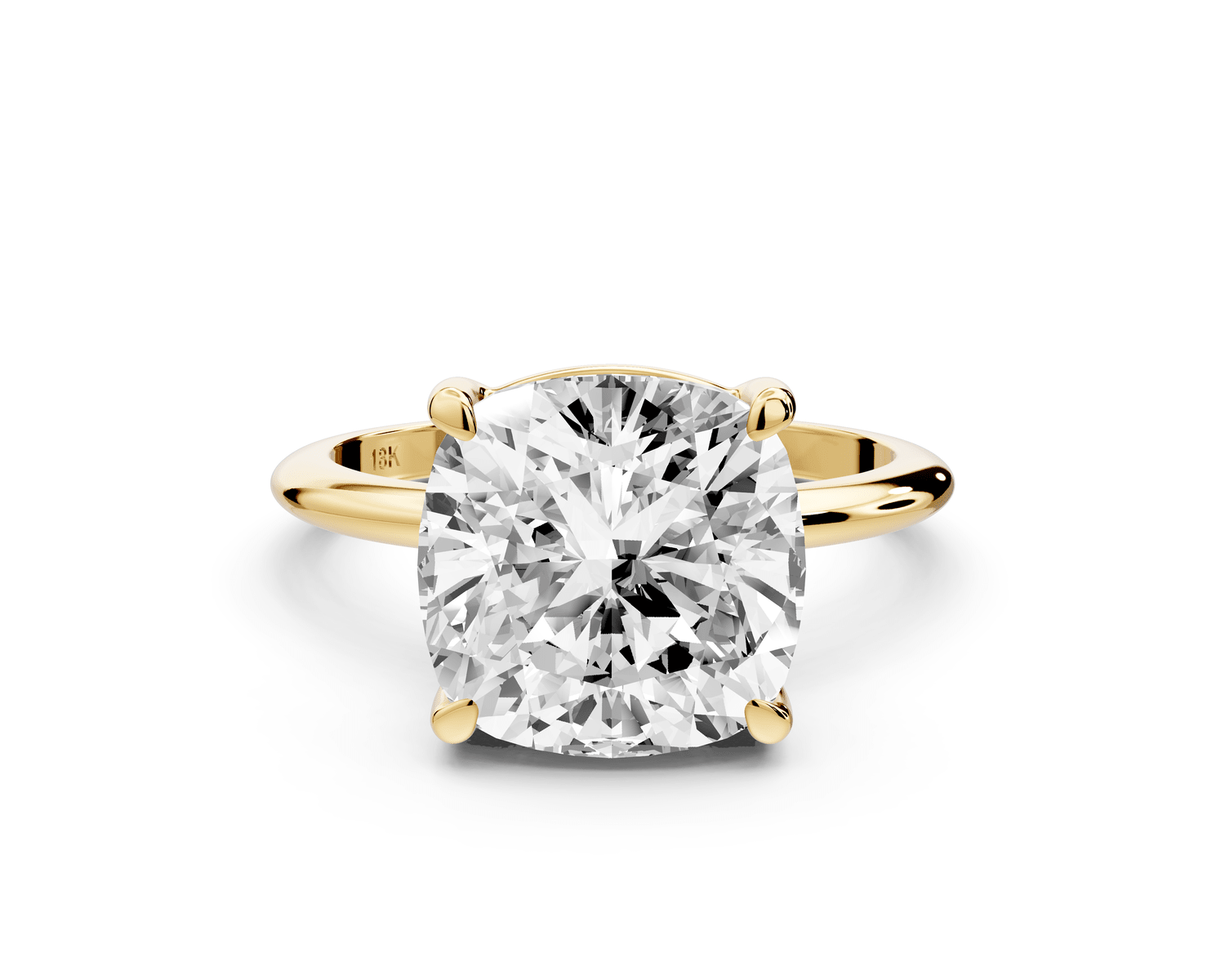 Odessa - 5ct 18k yellow gold cushion Knife Edge Solitaire Engagement Ring - Mr. Alex Jewelry