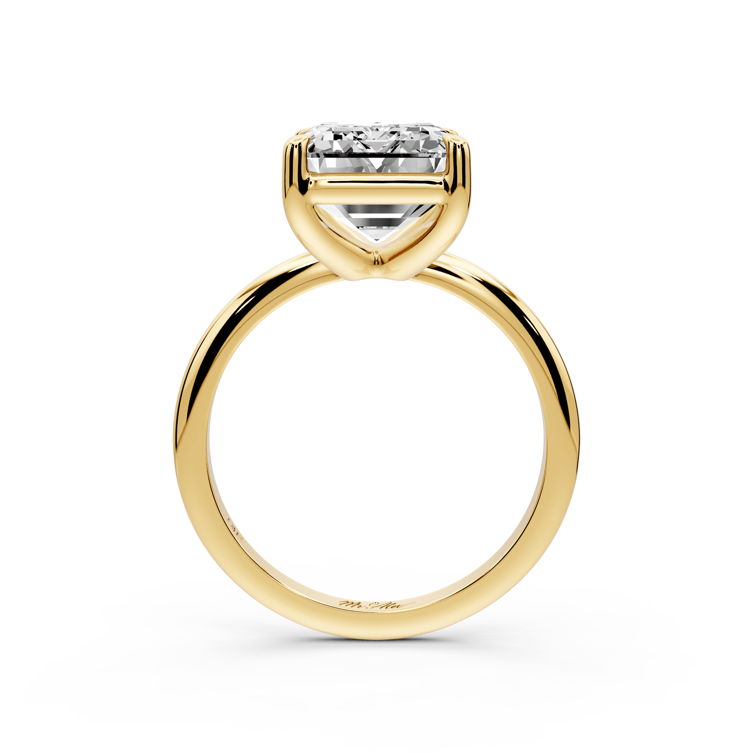 Odessa - 5ct 18k yellow gold emerald Knife Edge Solitaire Engagement Ring - Mr. Alex Jewelry