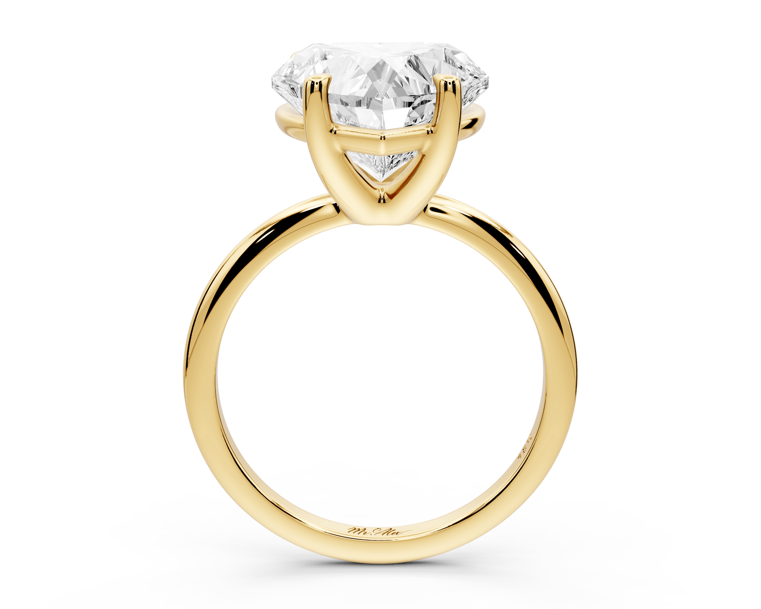 Odessa - 5ct 18k yellow gold heart Knife Edge Solitaire Engagement Ring - Mr. Alex Jewelry