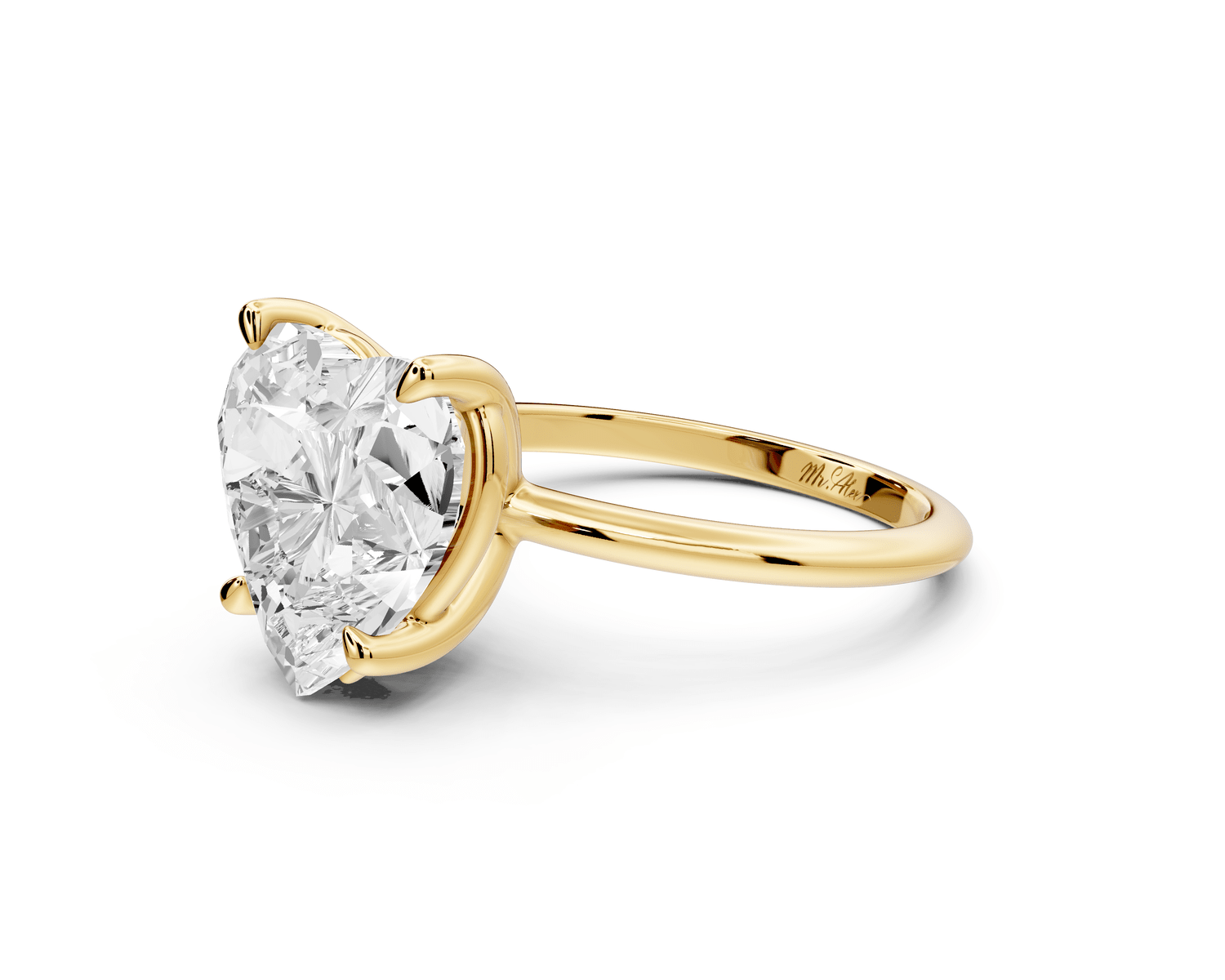 Odessa - 5ct 18k yellow gold heart Knife Edge Solitaire Engagement Ring - Mr. Alex Jewelry
