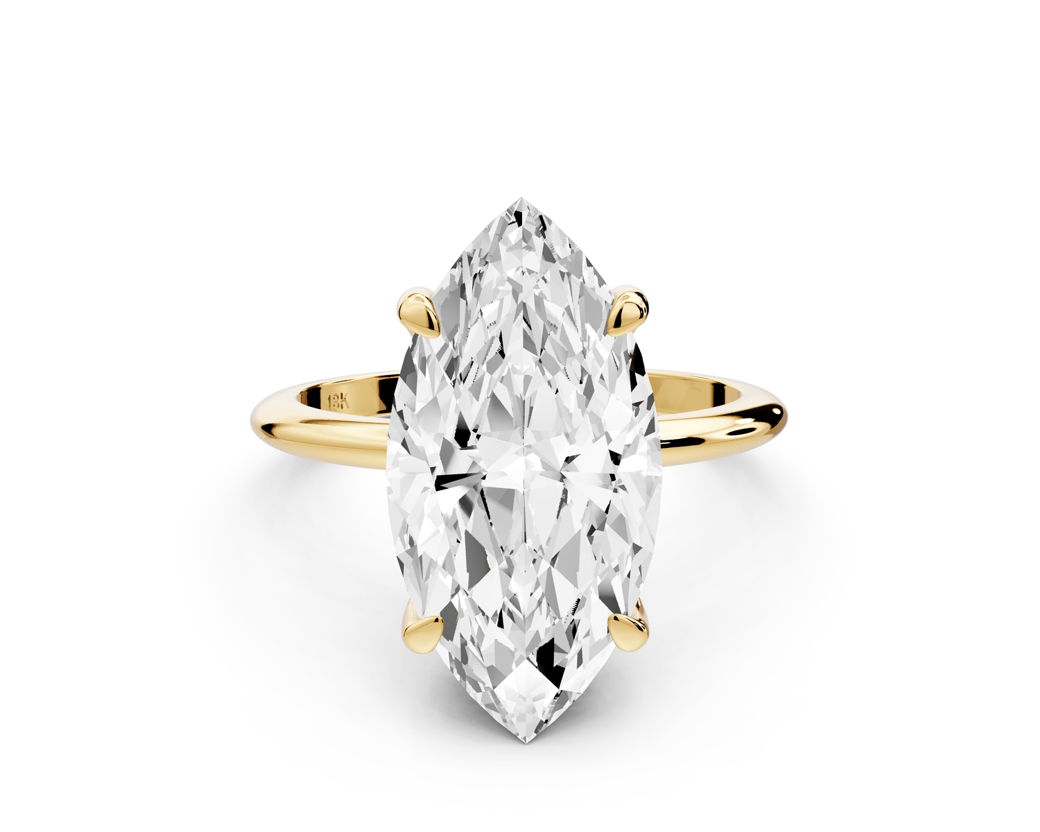 Odessa - 5ct 18k yellow gold marquise Knife Edge Solitaire Engagement Ring - Mr. Alex Jewelry