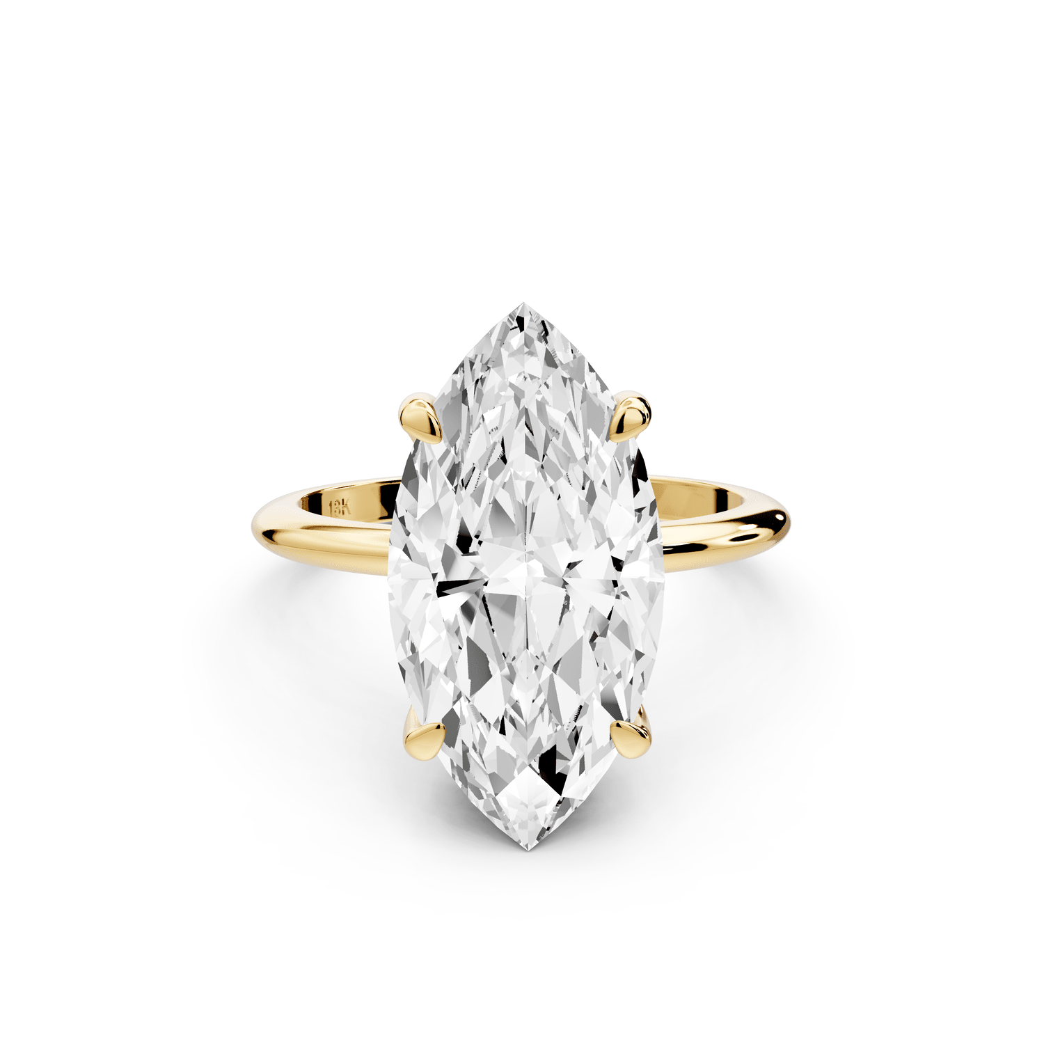 Odessa - 5ct 18k yellow gold marquise Knife Edge Solitaire Engagement Ring - Mr. Alex Jewelry