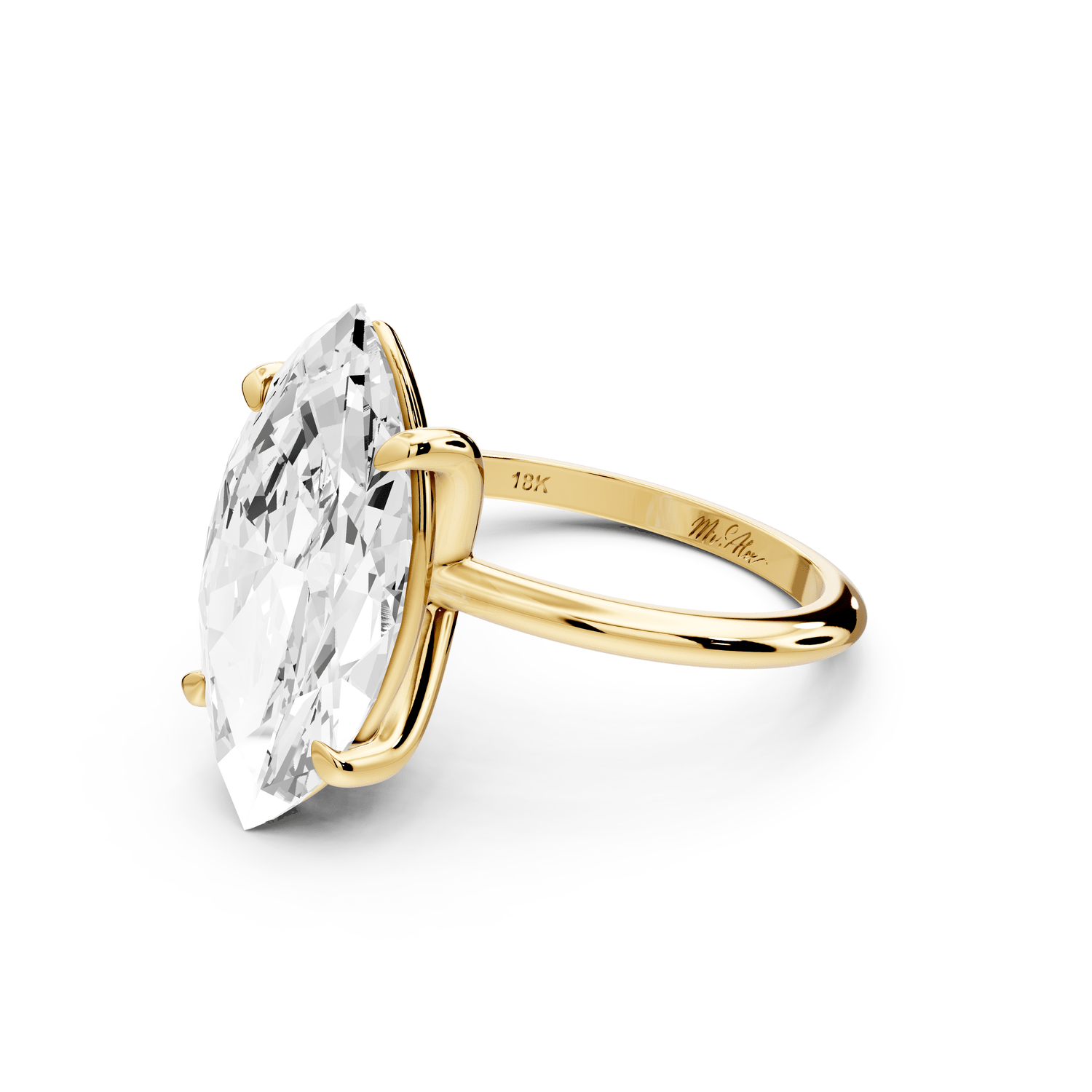 Odessa - 5ct 18k yellow gold marquise Knife Edge Solitaire Engagement Ring - Mr. Alex Jewelry