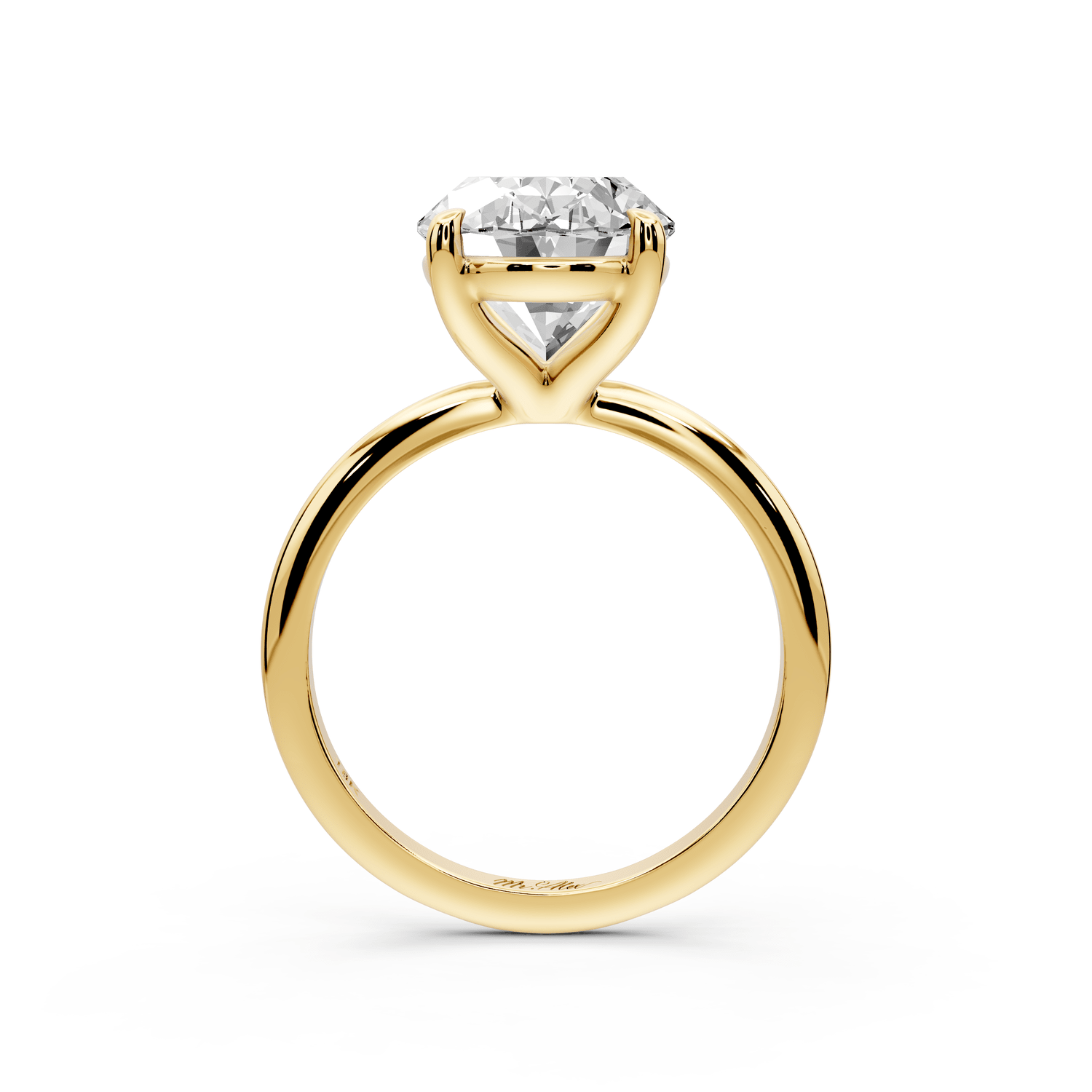 Odessa - 5ct 18k yellow gold oval Knife Edge Solitaire Engagement Ring - Mr. Alex Jewelry