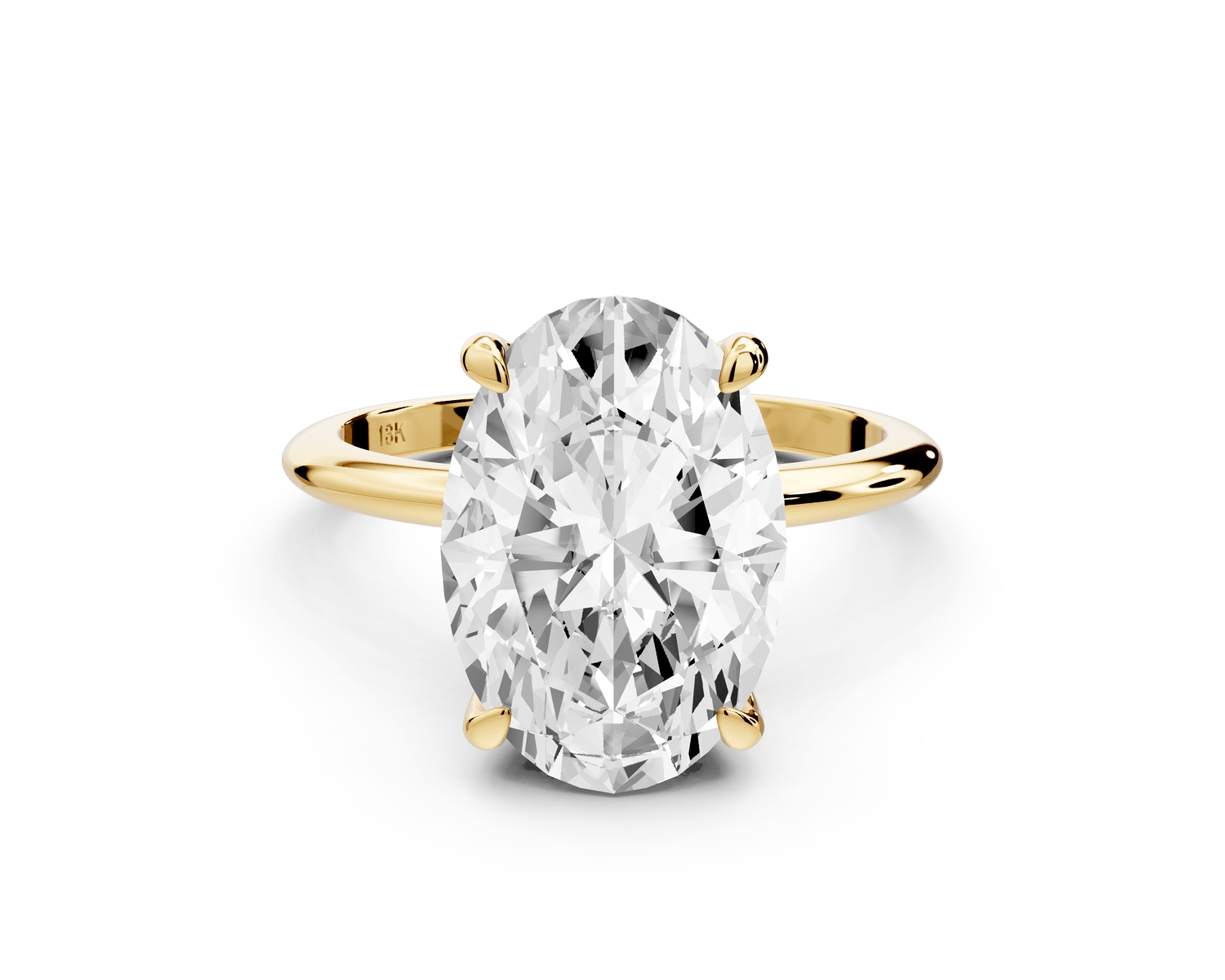 Odessa - 5ct 18k yellow gold oval Knife Edge Solitaire Engagement Ring - Mr. Alex Jewelry