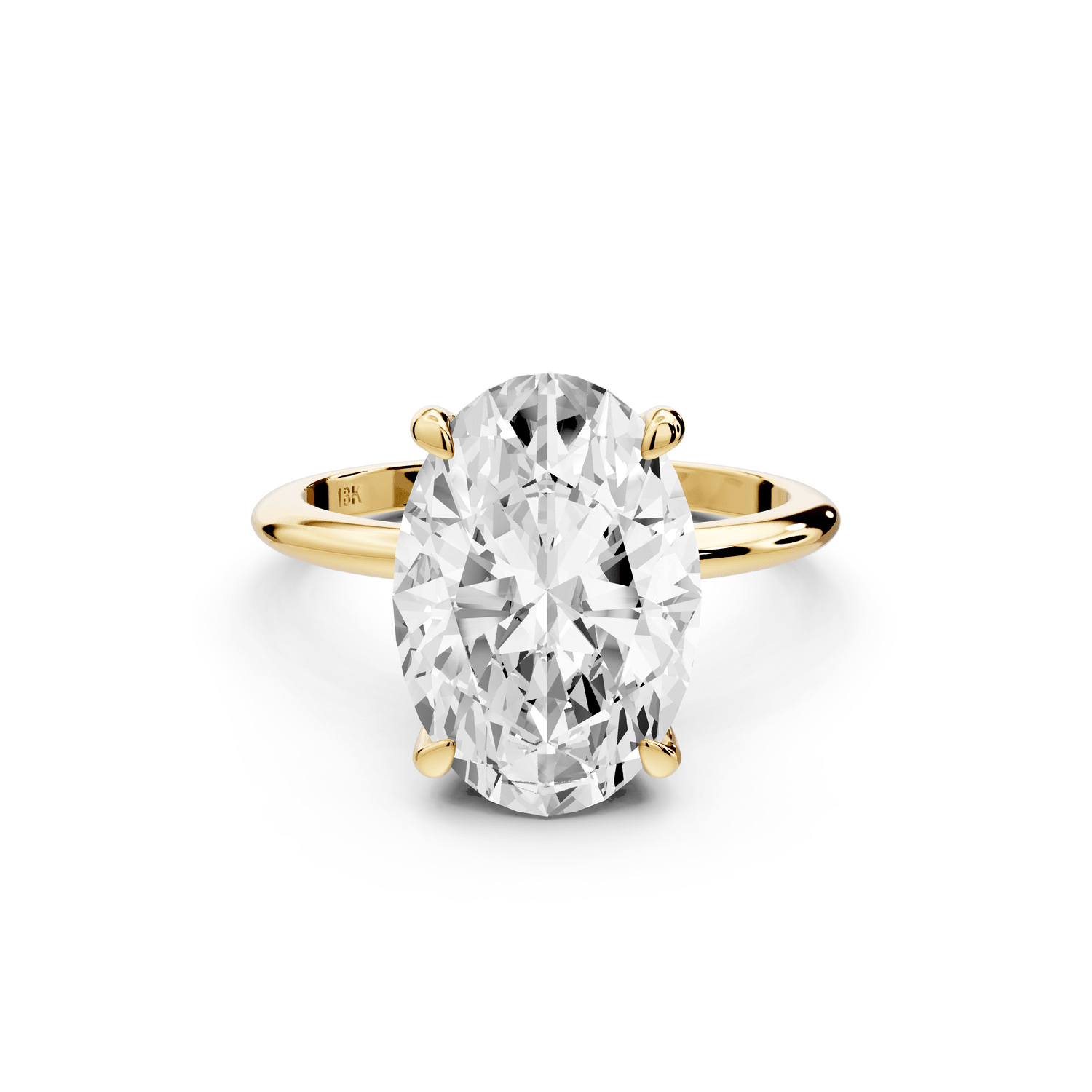 Odessa - 5ct 18k yellow gold oval Knife Edge Solitaire Engagement Ring - Mr. Alex Jewelry