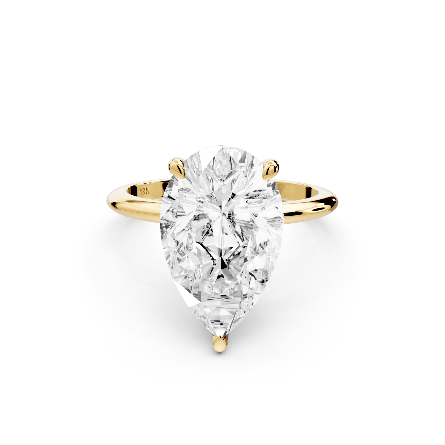 Odessa - 5ct 18k yellow gold pear Knife Edge Solitaire Engagement Ring - Mr. Alex Jewelry
