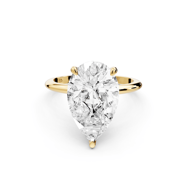 Odessa - 5ct 18k yellow gold pear Knife Edge Solitaire Engagement Ring - Mr. Alex Jewelry