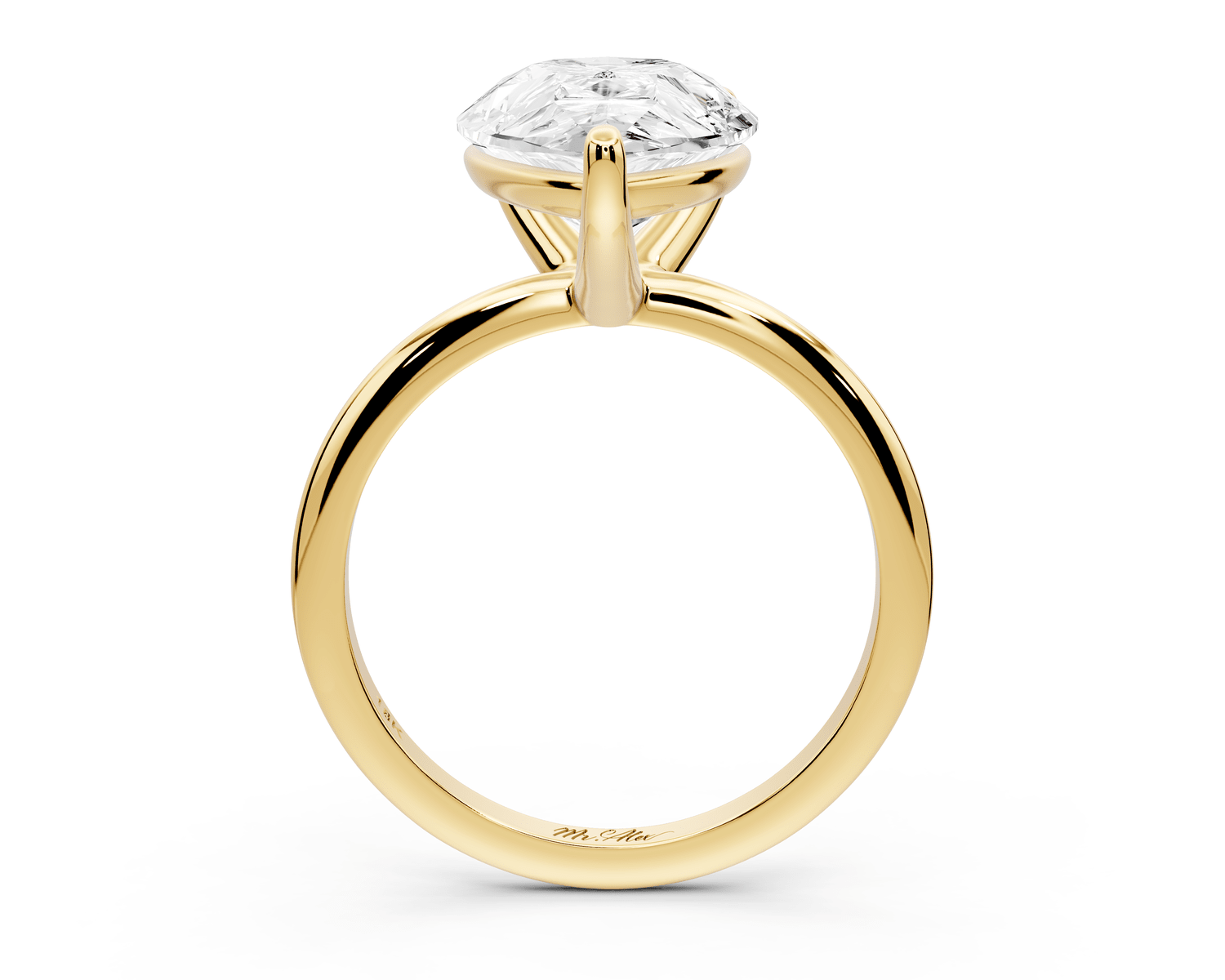 Odessa - 5ct 18k yellow gold pear Knife Edge Solitaire Engagement Ring - Mr. Alex Jewelry