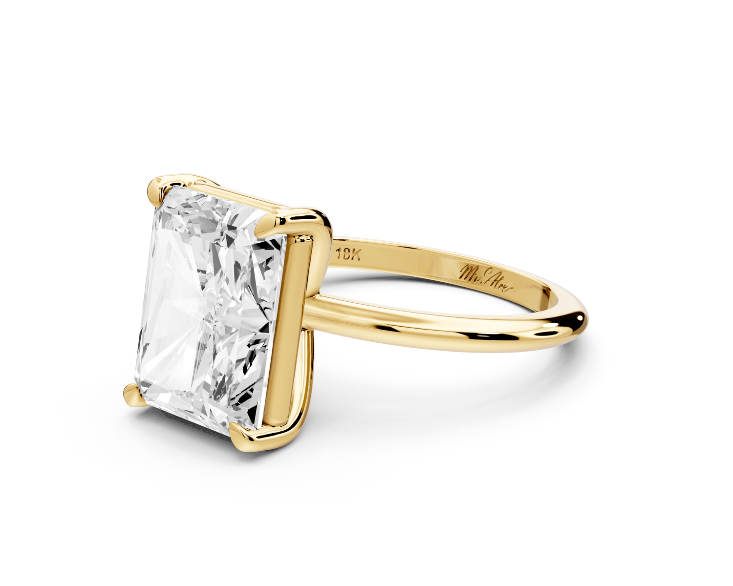 Odessa - 5ct 18k yellow gold radiant Knife Edge Solitaire Engagement Ring - Mr. Alex Jewelry