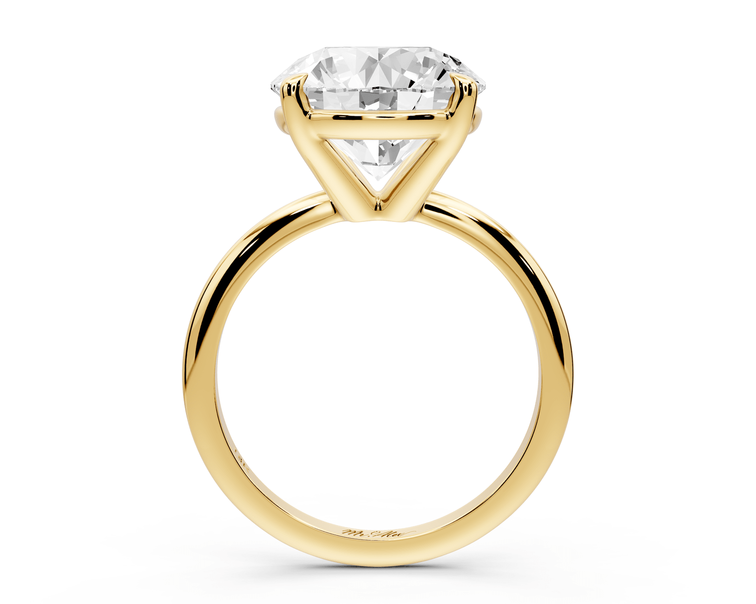 Odessa - 5ct 18k yellow gold round Knife Edge Solitaire Engagement Ring - Mr. Alex Jewelry