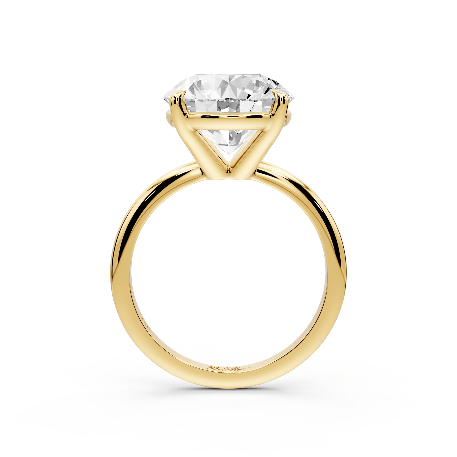 Odessa - 5ct 18k yellow gold round Knife Edge Solitaire Engagement Ring - Mr. Alex Jewelry