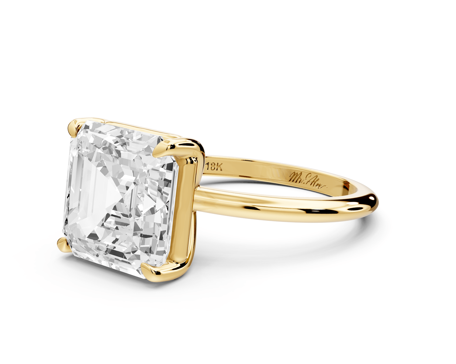 Odessa - 5ct asscher Engagement Ring 18k yellow gold - Mr. Alex Jewelry