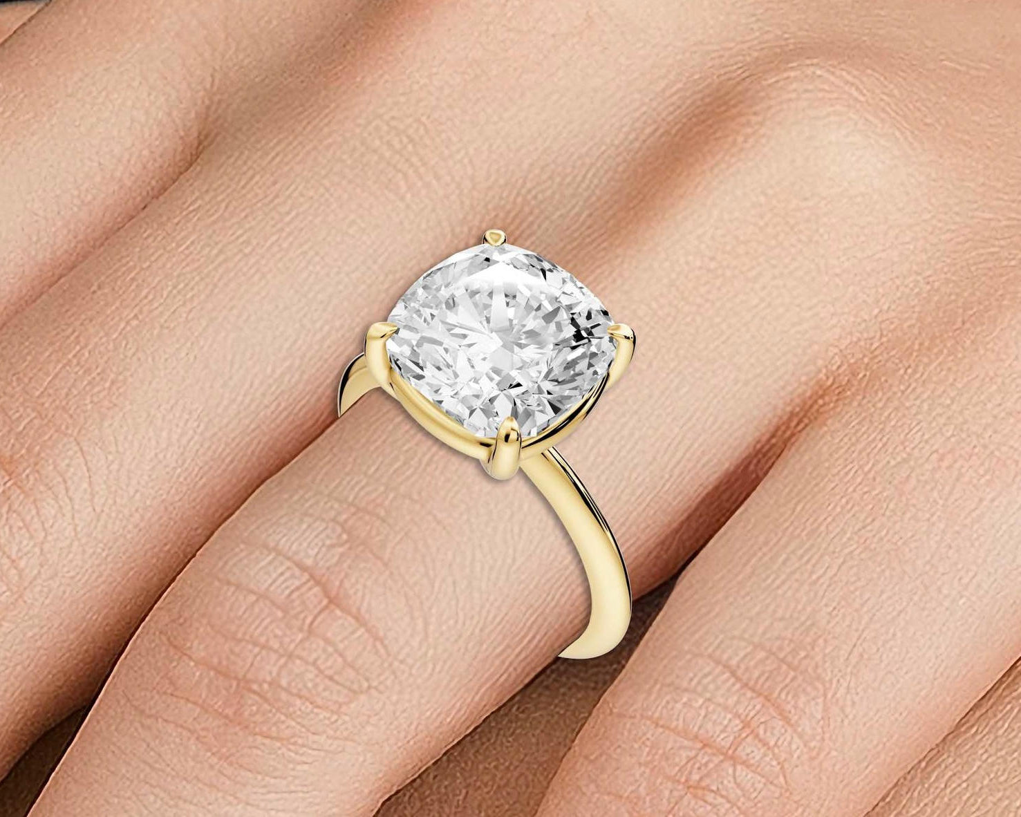 Odessa - 5ct cushion Engagement Ring 18k yellow gold - Mr. Alex Jewelry