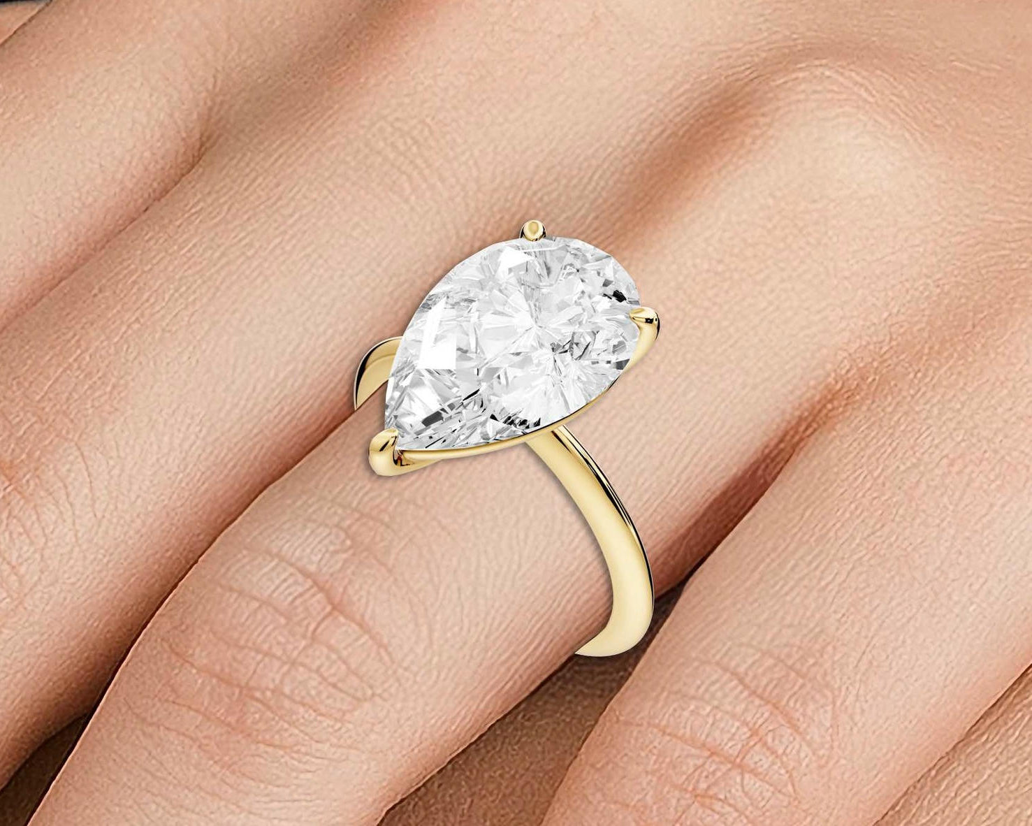 Odessa - 5ct pear Engagement Ring 18k yellow gold - Mr. Alex Jewelry