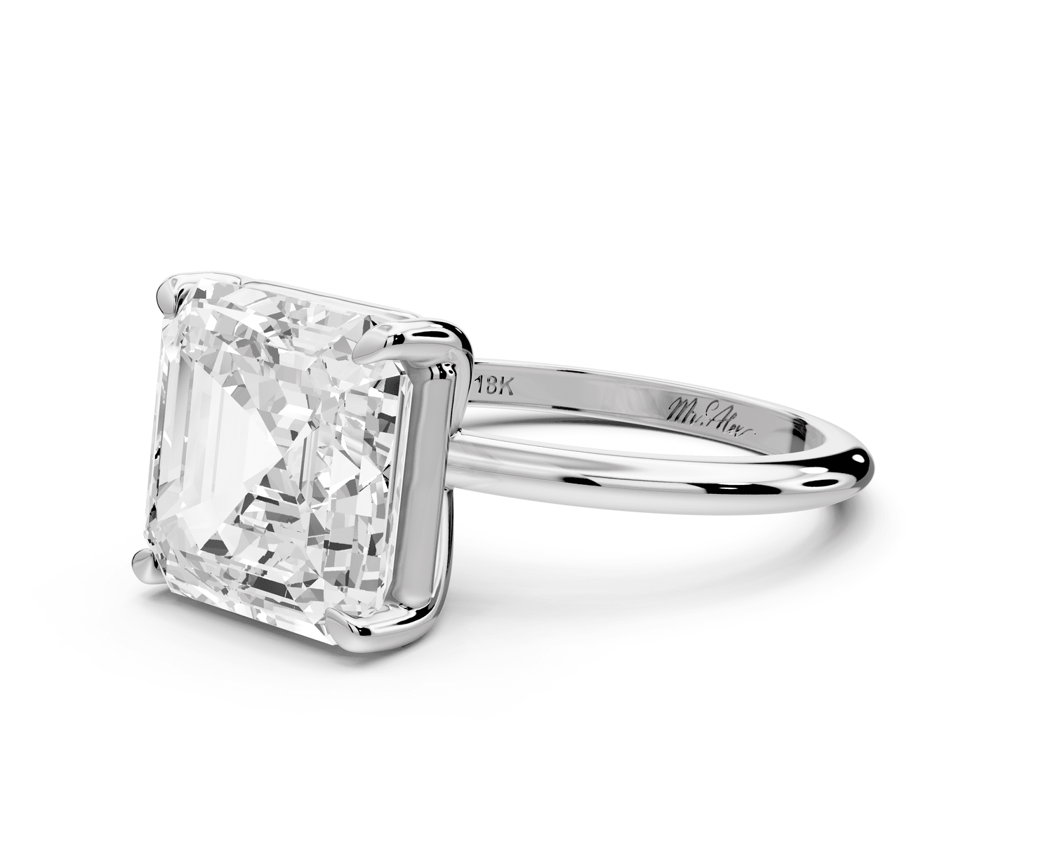 Odessa - 5ct platinum asscher Knife Edge Solitaire Engagement Ring - Mr. Alex Jewelry