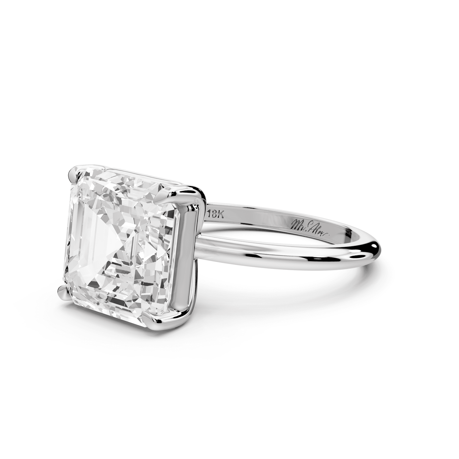 Odessa - 5ct platinum asscher Knife Edge Solitaire Engagement Ring - Mr. Alex Jewelry