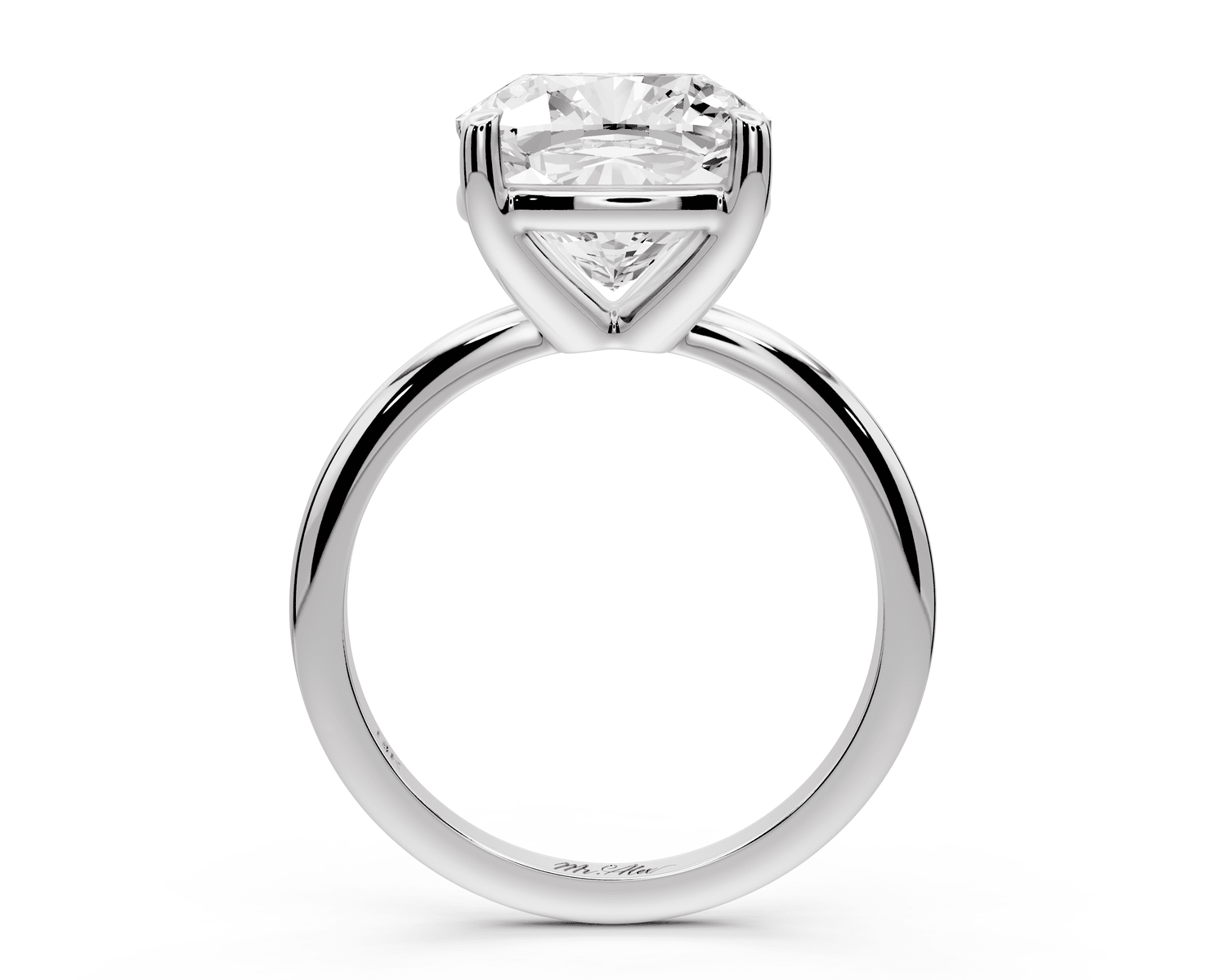 Odessa - 5ct platinum cushion Knife Edge Solitaire Engagement Ring - Mr. Alex Jewelry