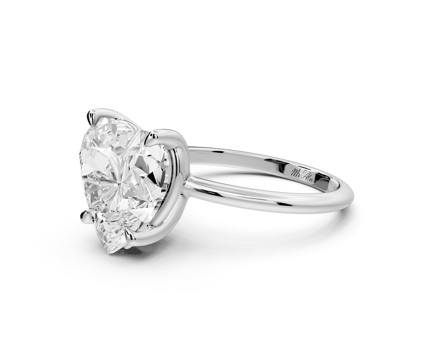Odessa - 5ct platinum heart Knife Edge Solitaire Engagement Ring - Mr. Alex Jewelry