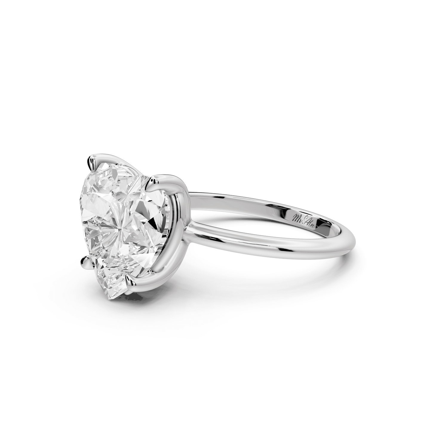 Odessa - 5ct platinum heart Knife Edge Solitaire Engagement Ring - Mr. Alex Jewelry
