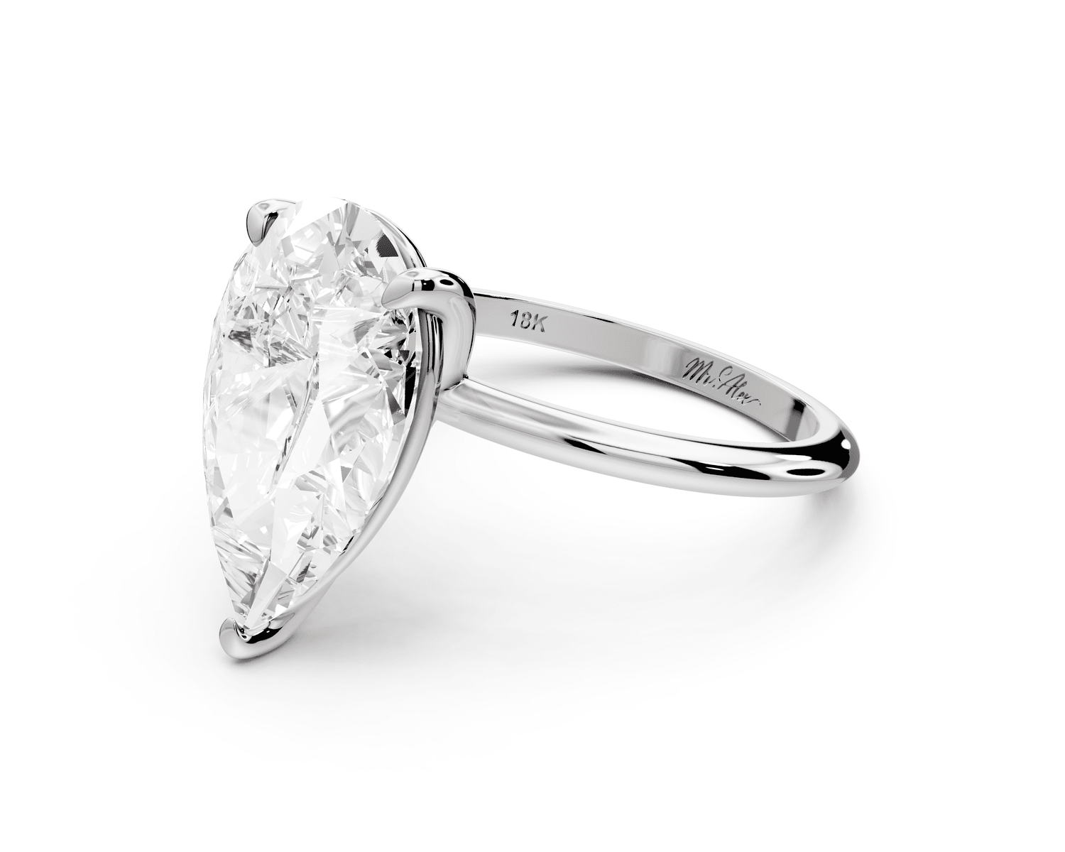 Odessa - 5ct platinum pear Knife Edge Solitaire Engagement Ring - Mr. Alex Jewelry