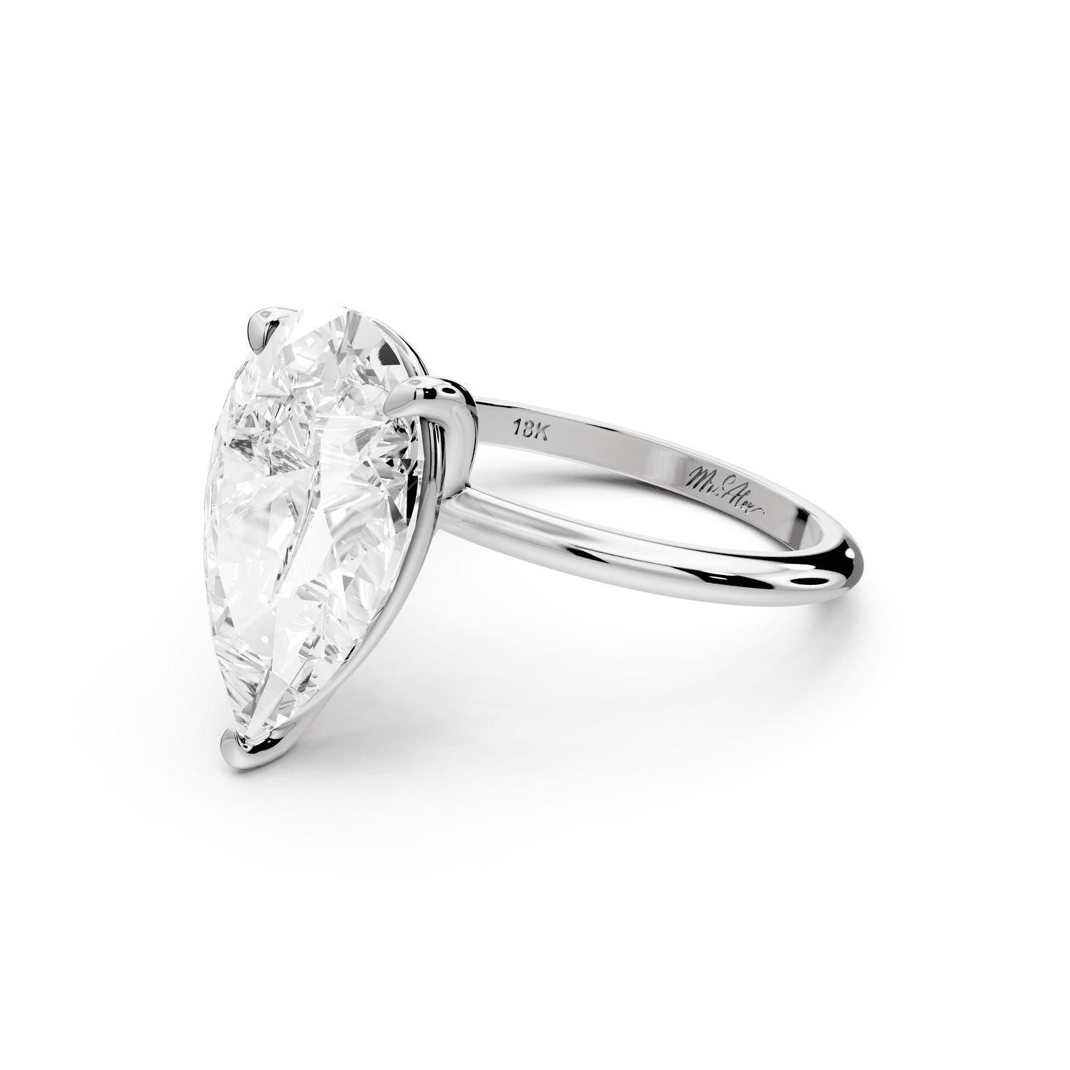 Odessa - 5ct platinum pear Knife Edge Solitaire Engagement Ring - Mr. Alex Jewelry