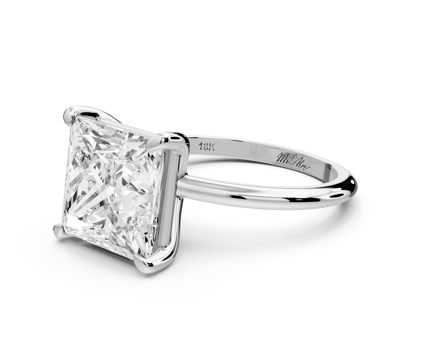 Odessa - 5ct platinum princess Knife Edge Solitaire Engagement Ring - Mr. Alex Jewelry