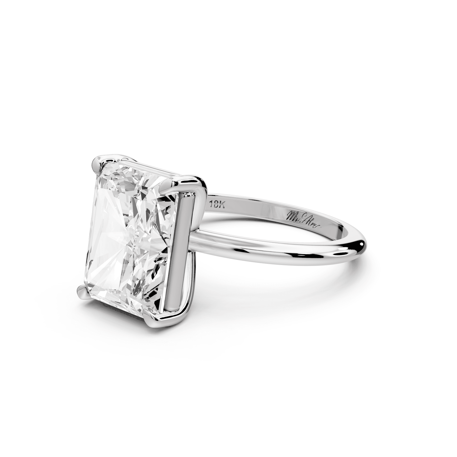 Odessa - 5ct platinum radiant Knife Edge Solitaire Engagement Ring - Mr. Alex Jewelry