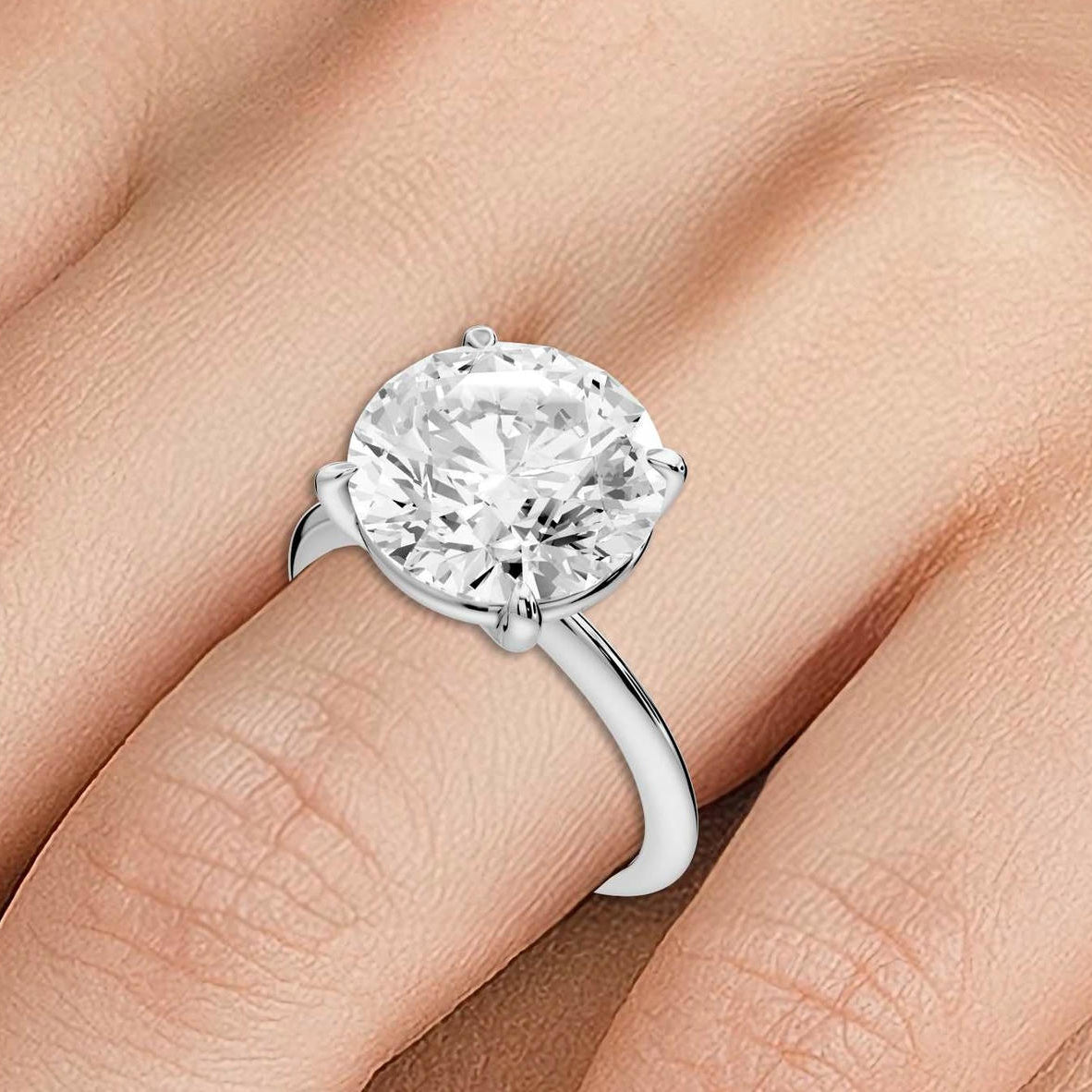 Odessa - 5ct platinum round Knife Edge Solitaire Engagement Ring - Mr. Alex Jewelry