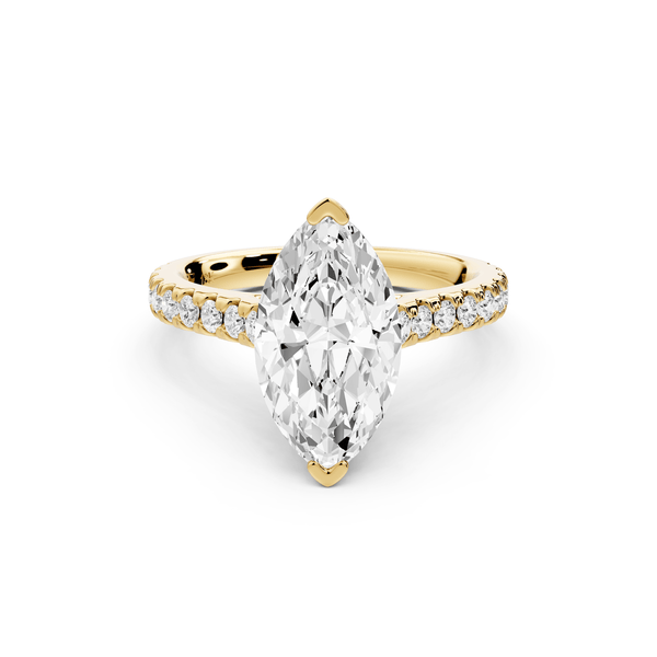 Odette - 2ct 14k yellow gold marquise Diamond Engagement Ring with Pavé Band & Hidden Halo - Mr. Alex Jewelry