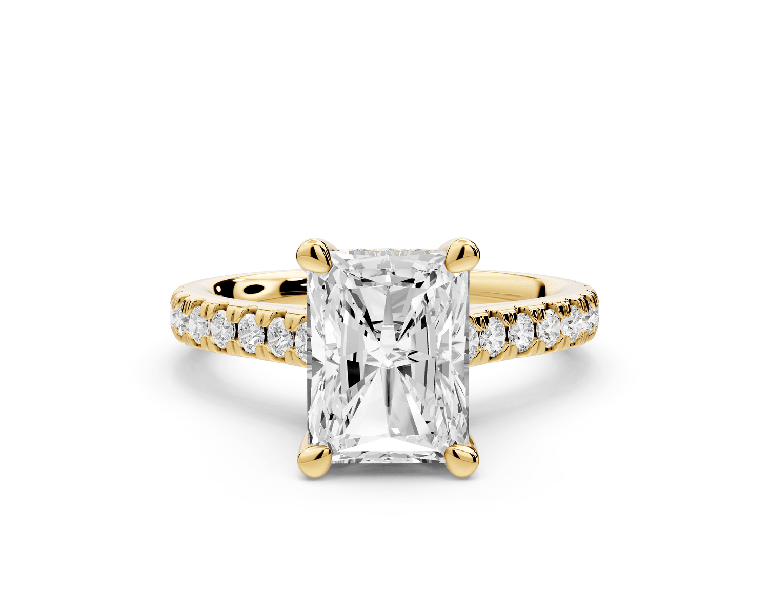 Odette - 2ct 14k yellow gold radiant Diamond Engagement Ring with Pavé Band & Hidden Halo - Mr. Alex Jewelry