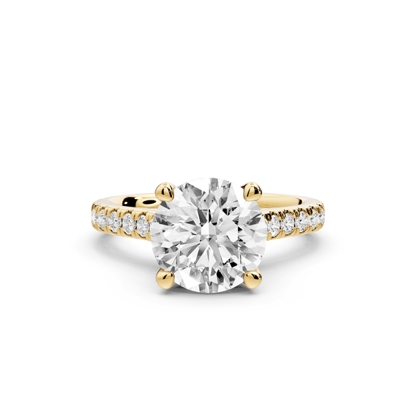 Odette - 2ct 14k yellow gold round Diamond Engagement Ring with Pavé Band & Hidden Halo - Mr. Alex Jewelry