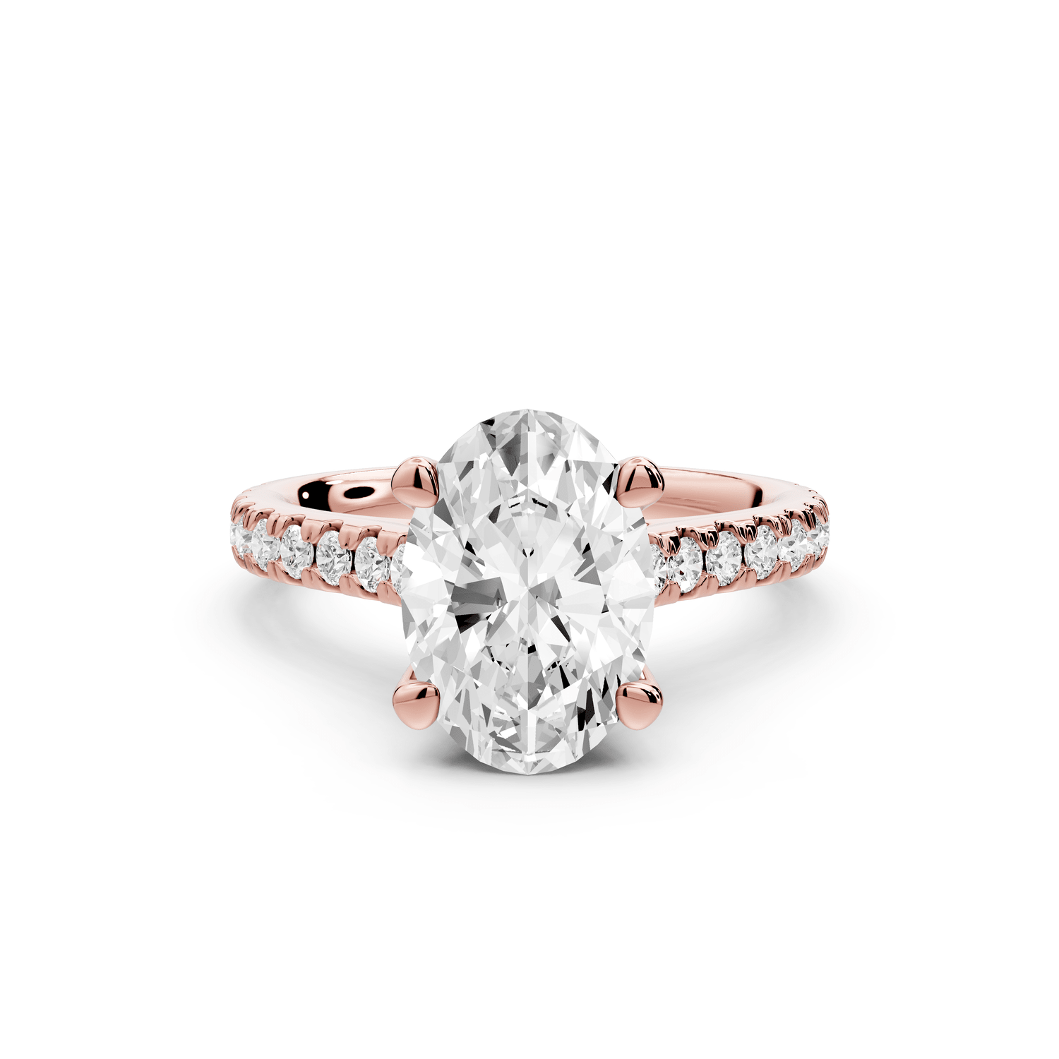 Odette - 2ct 18k rose gold oval Diamond Engagement Ring with Pavé Band & Hidden Halo - Mr. Alex Jewelry