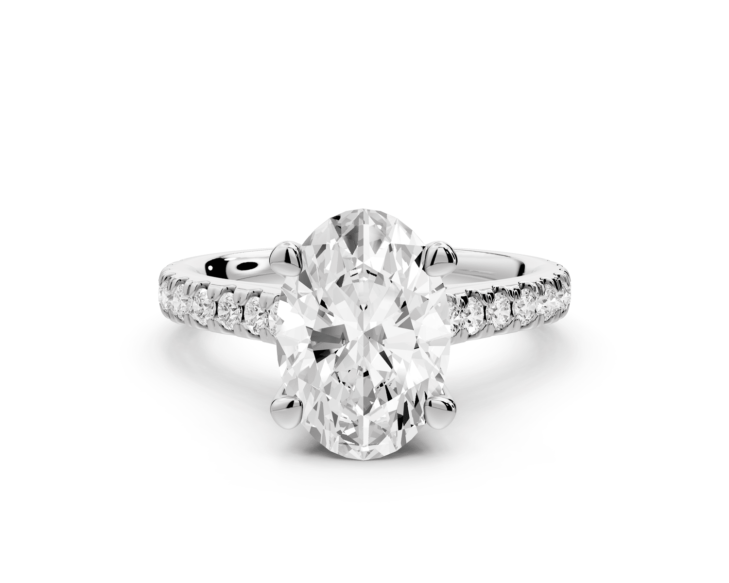 Odette - 2ct 18k white gold oval Diamond Engagement Ring with Pavé Band & Hidden Halo - Mr. Alex Jewelry